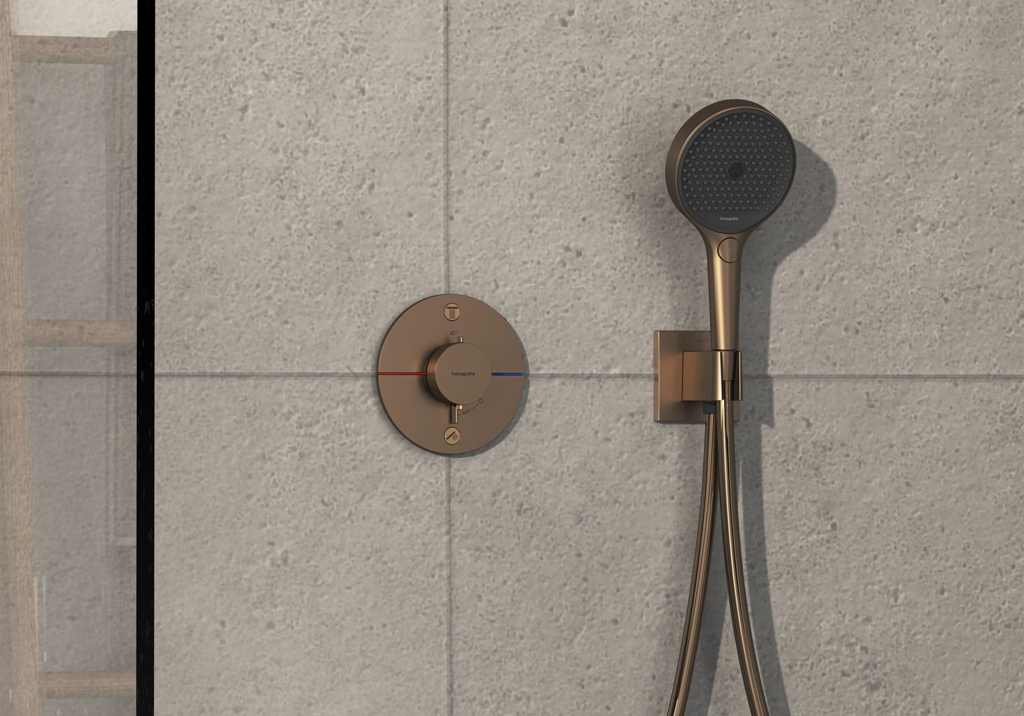 ZESTAW NATRYSKOWY TERMOSTATYCZNY PODTYNKOWY SHOWERSELECT COMFORT S BRĄZOWY OD HANSGROHE 15554140