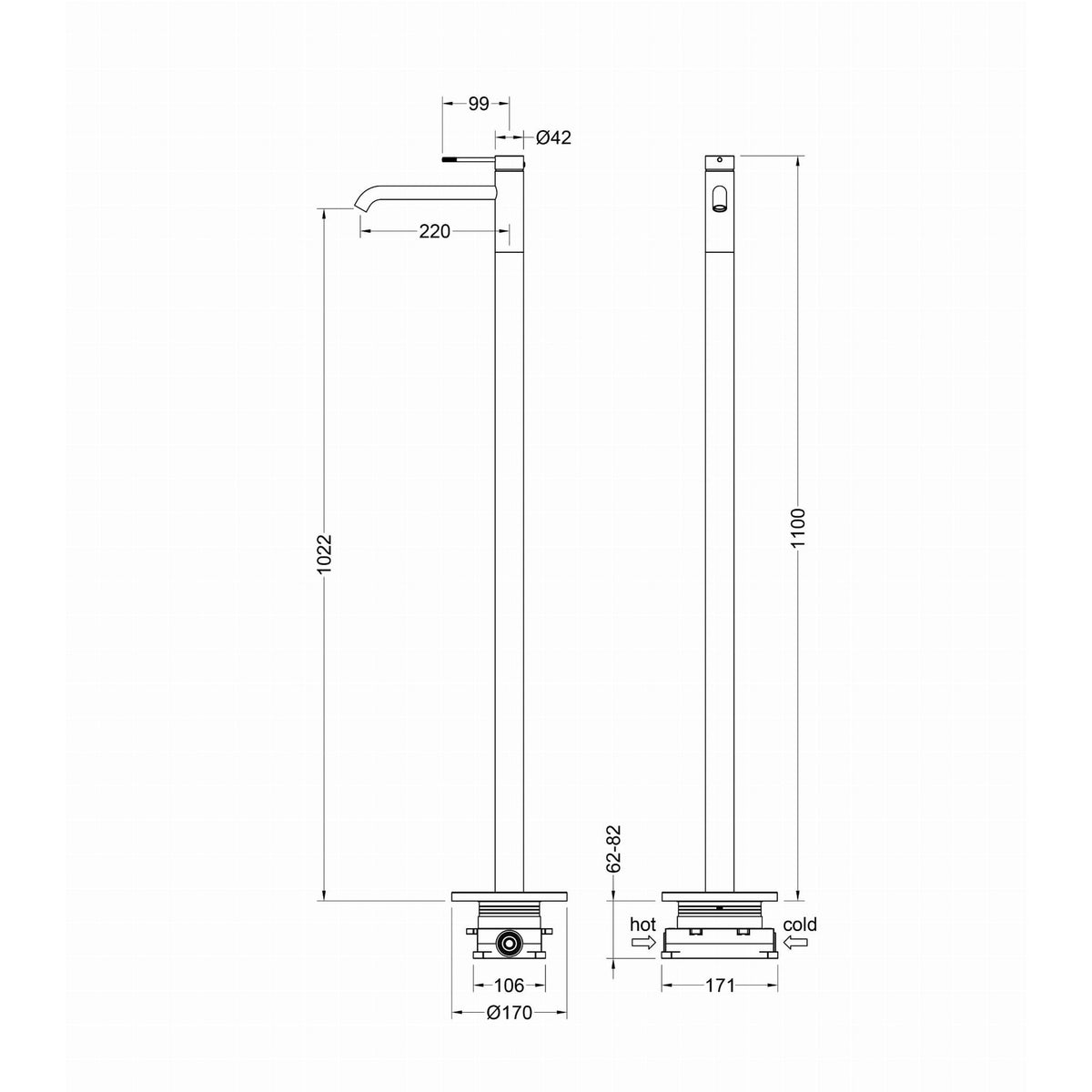 BATERIA UMYWALKOWA WOLNOSTOJĄCA NORTHERN OD MOBI NB4228BB