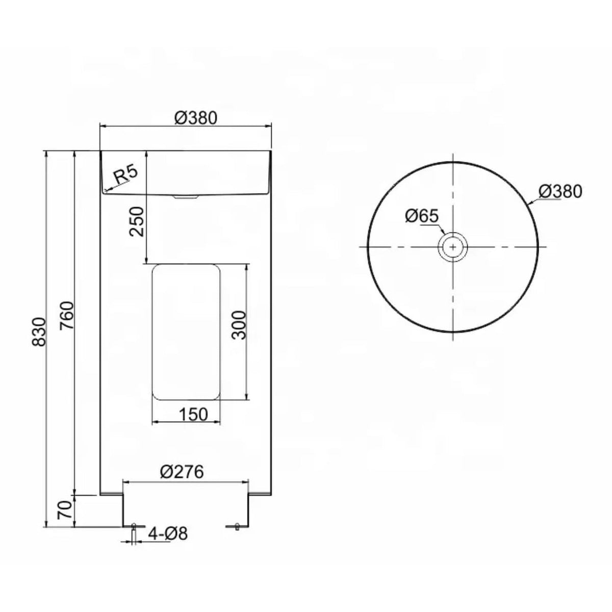 UMYWALKA WOLNOSTOJĄCA STEEL COPPER BRUSHED OD MOBI ST.38.83.BC