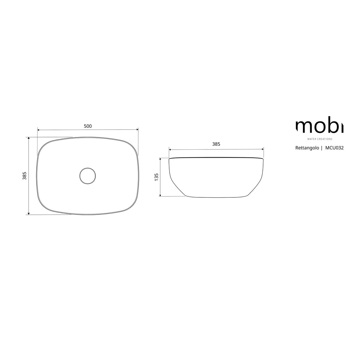 UMYWALKA NABLATOWA RETTANGOLO WHITE OD MOBI MCU032