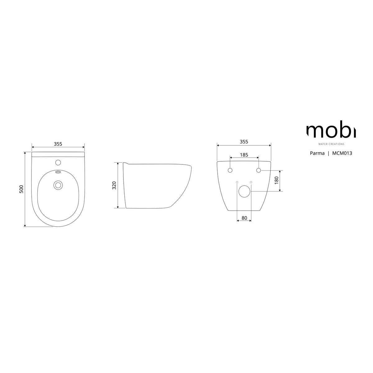 BIDET PODWIESZANY PARMA WHITE OD MOBI MCM013