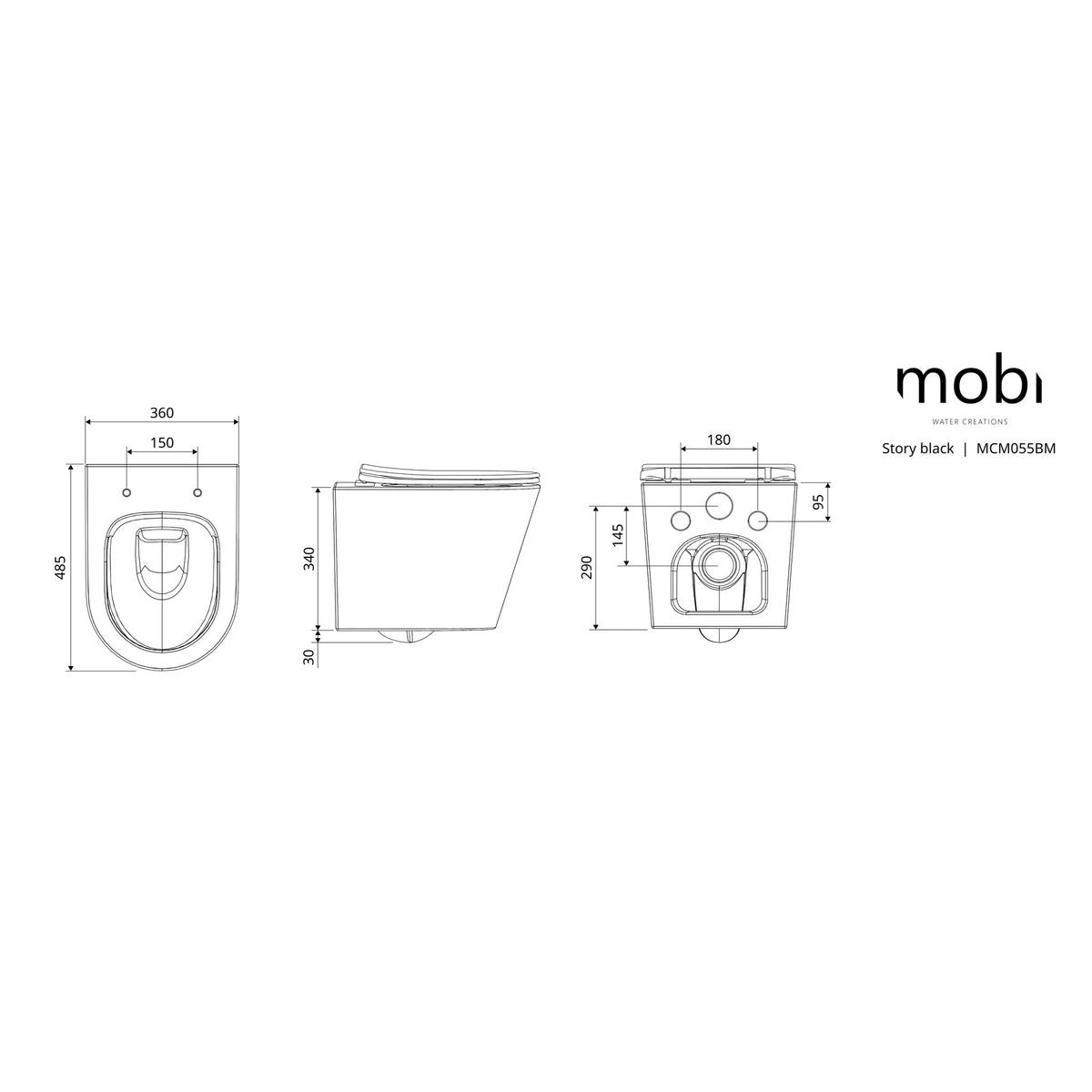 MISKA WC WISZĄCA STORY BLACK OD MOBI MCM055BM