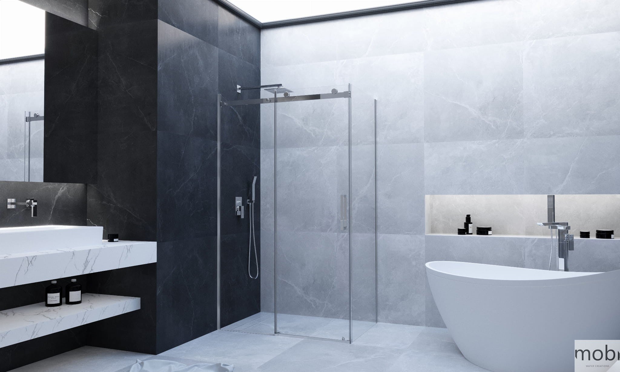 KABINA PRYSZNICOWA PRZESUWNA MY SPACE CHROME OD MOBI