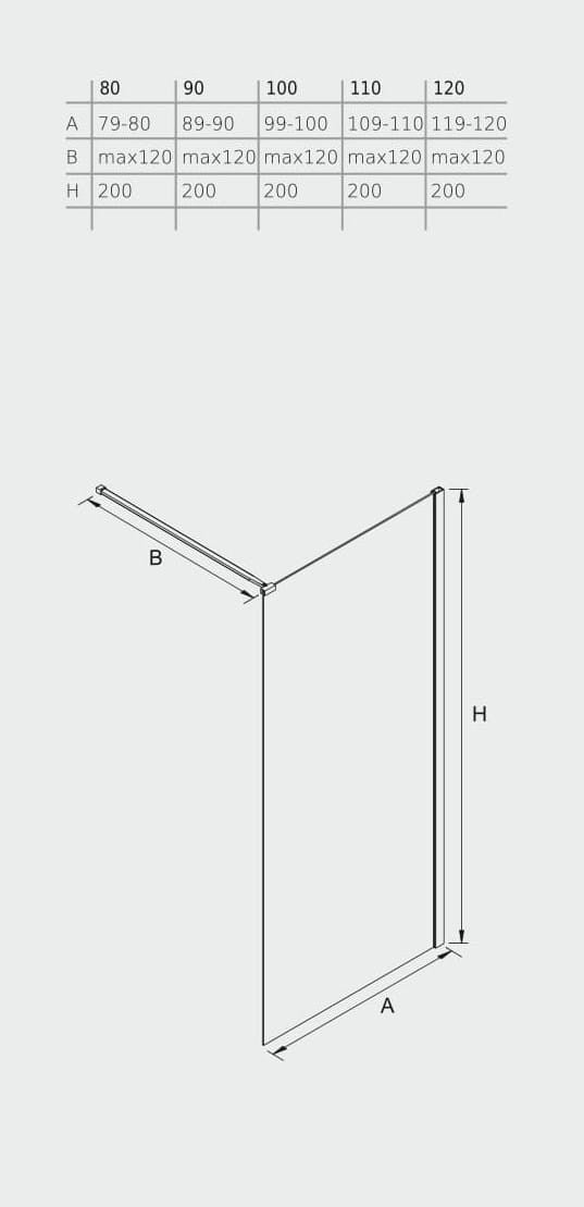 KABINA PRYSZNICOWA WALK-IN  BLACK OD MOBI WKIN80BK