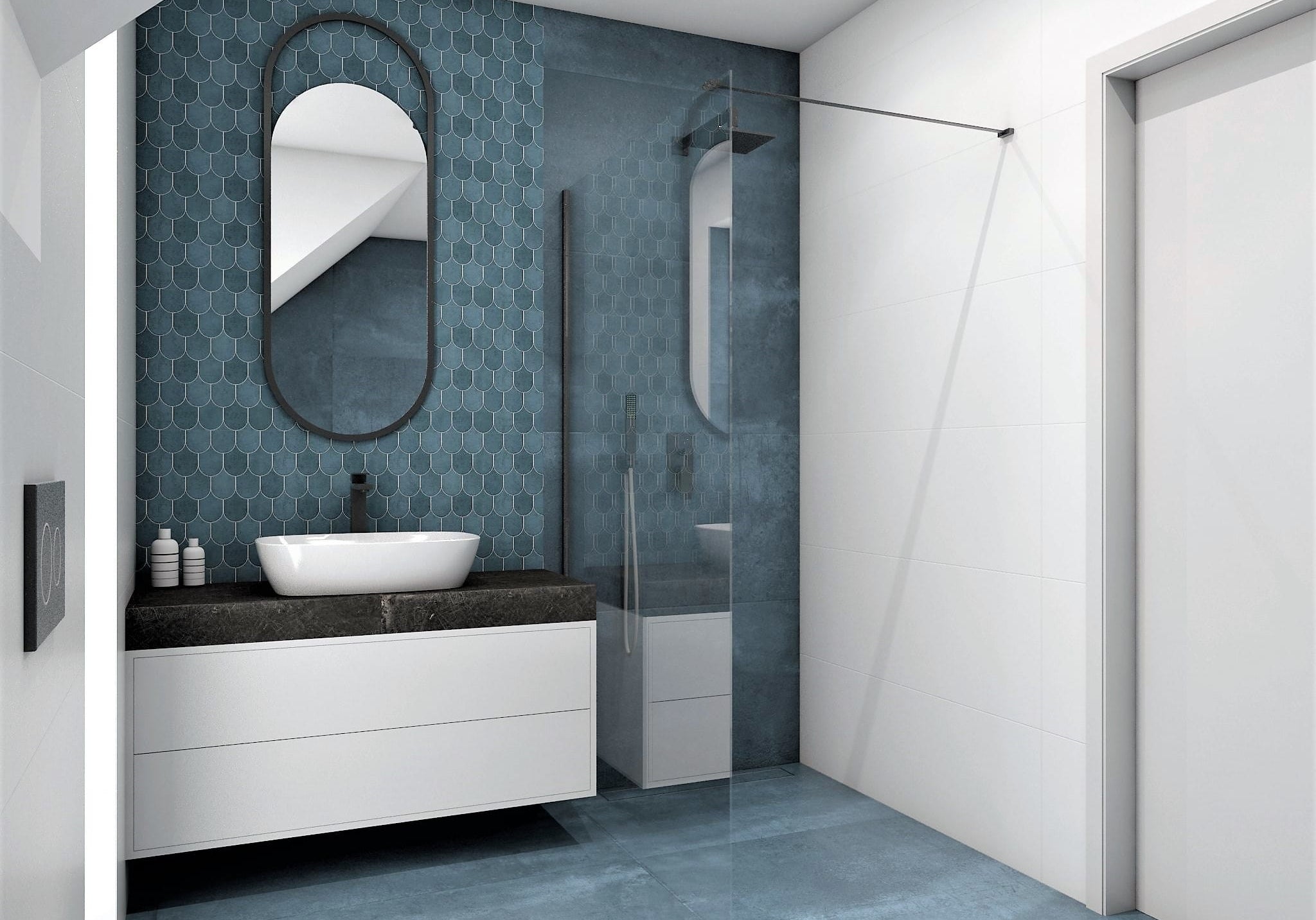 KABINA PRYSZNICOWA WALK-IN  BLACK OD MOBI WKIN90BK