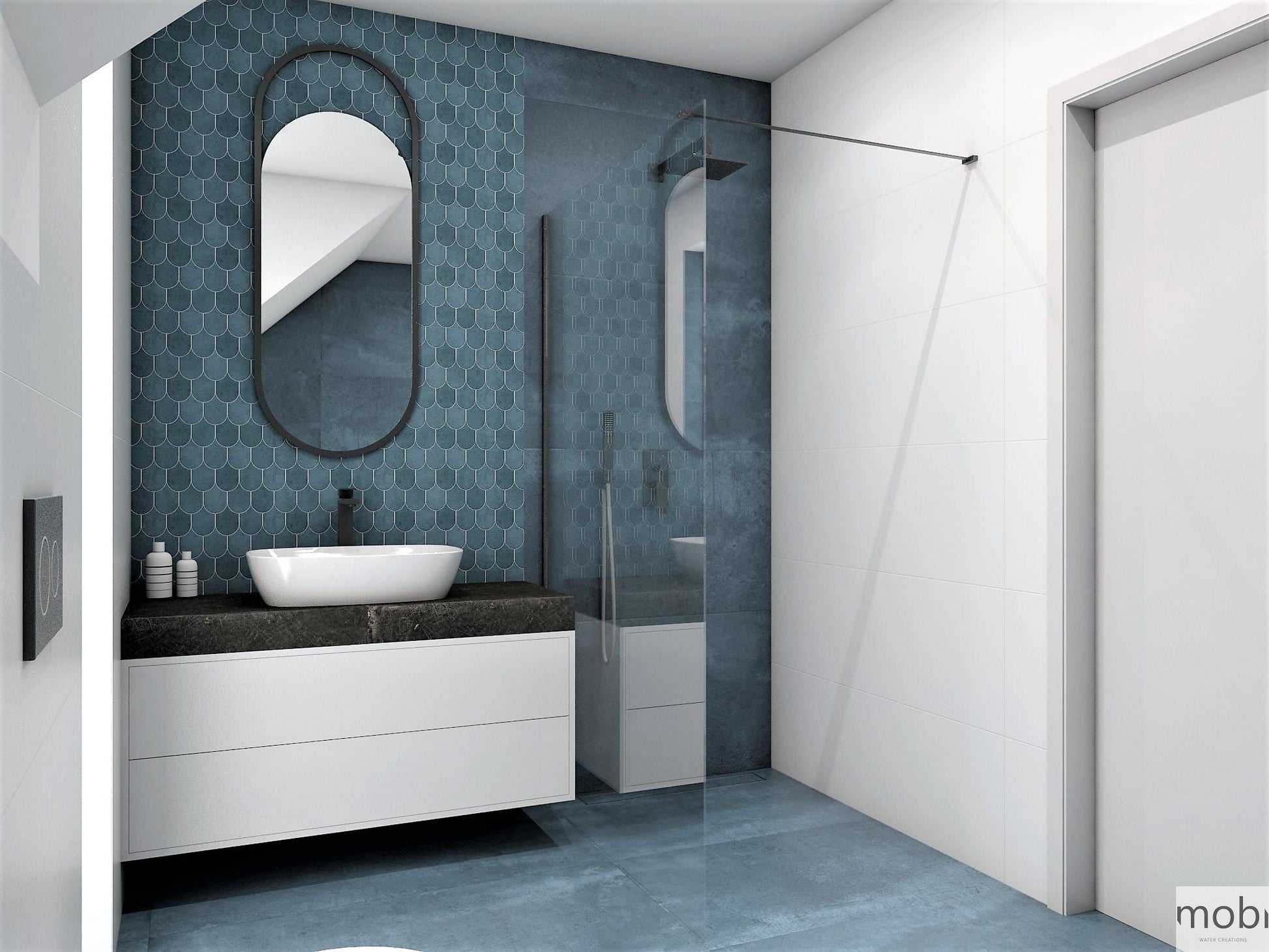 KABINA PRYSZNICOWA WALK-IN  BLACK OD MOBI WKIN120BK