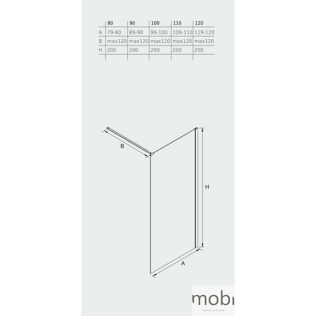 ŚCIANKA PRYSZNICOWA WALK-IN  OD MOBI WKIN80BG