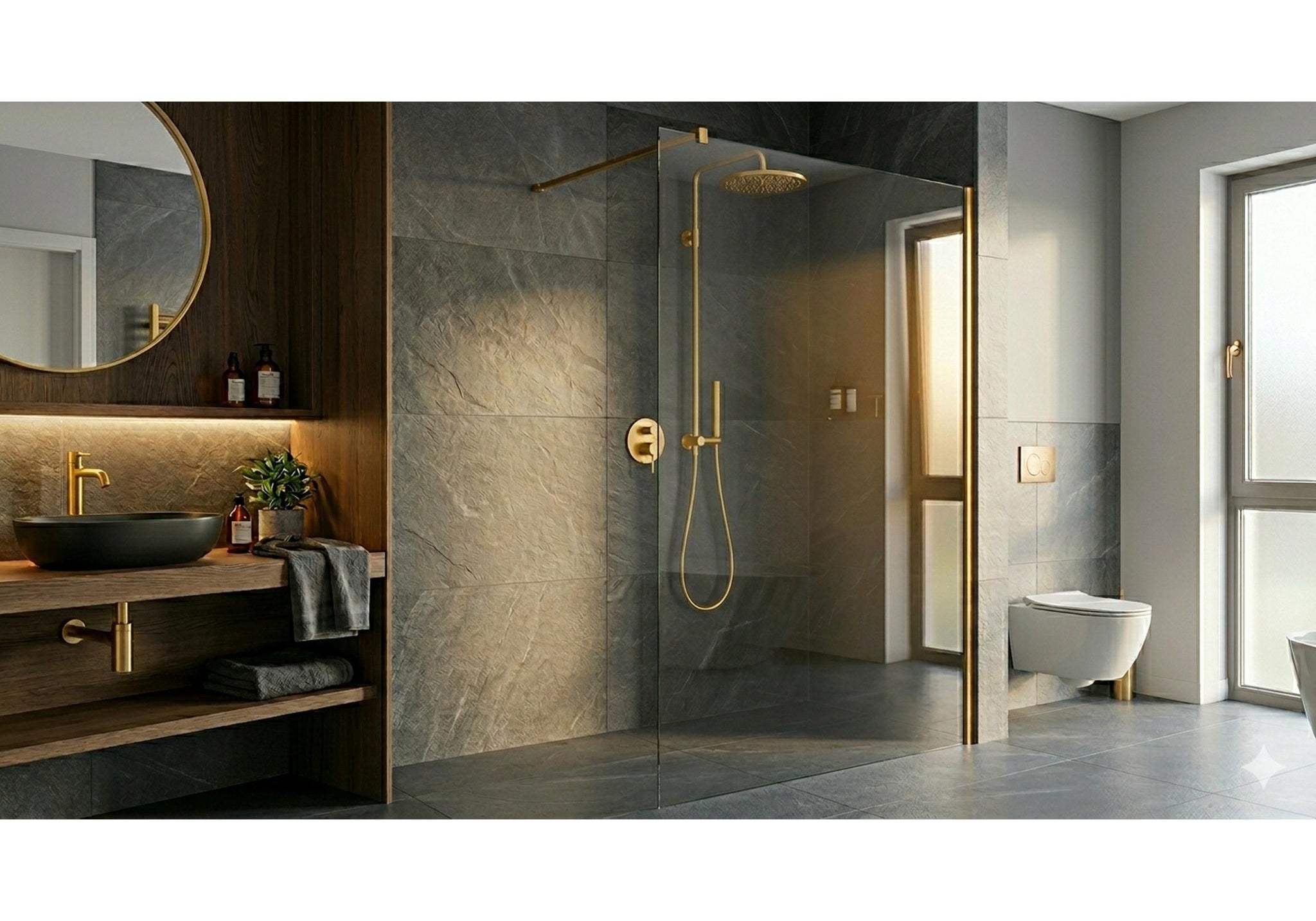 ŚCIANKA PRYSZNICOWA WALK-IN SPACE GOLD BRUSHED OD MOBI SP10WKIN90BG