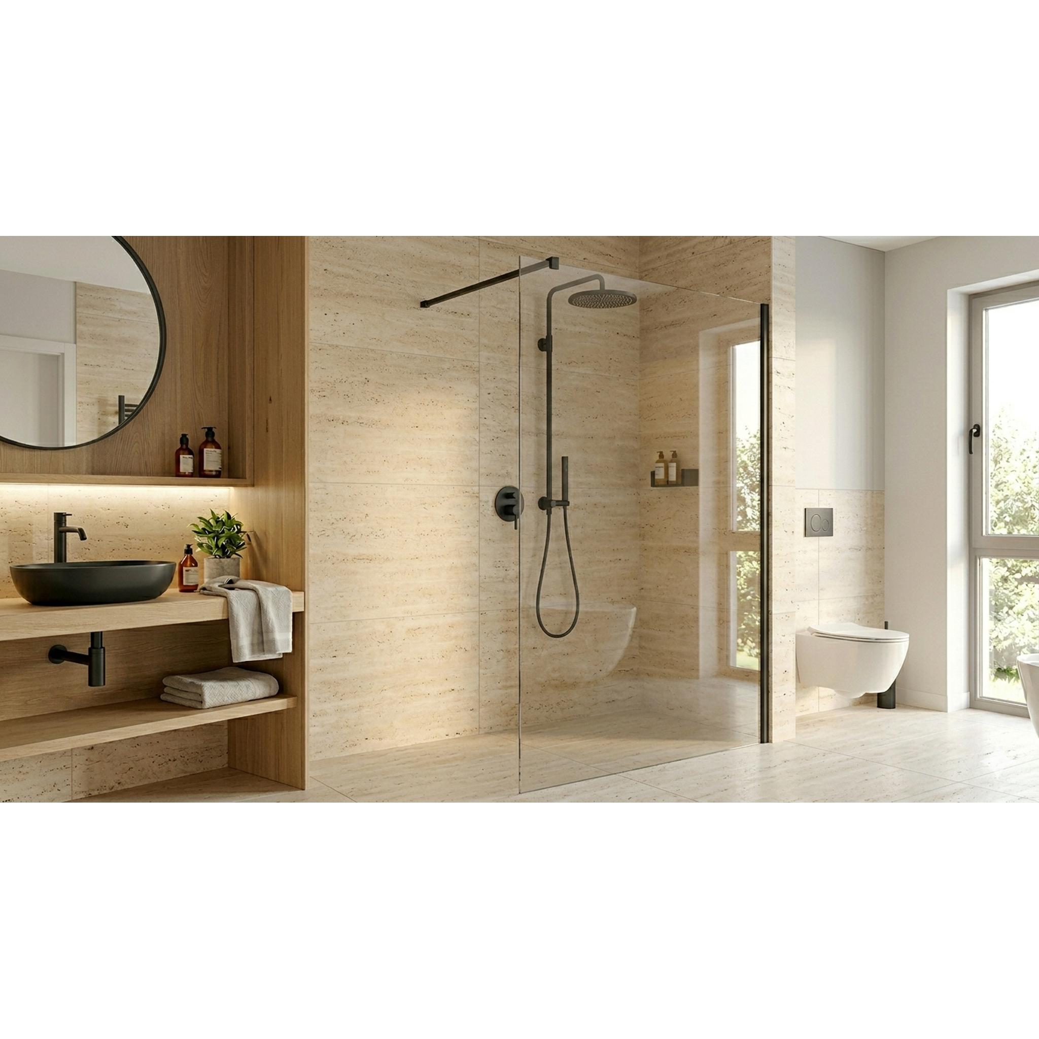 ŚCIANKA PRYSZNICOWA WALK-IN SPACE BLACK MATT OD MOBI SP10WKIN90BM