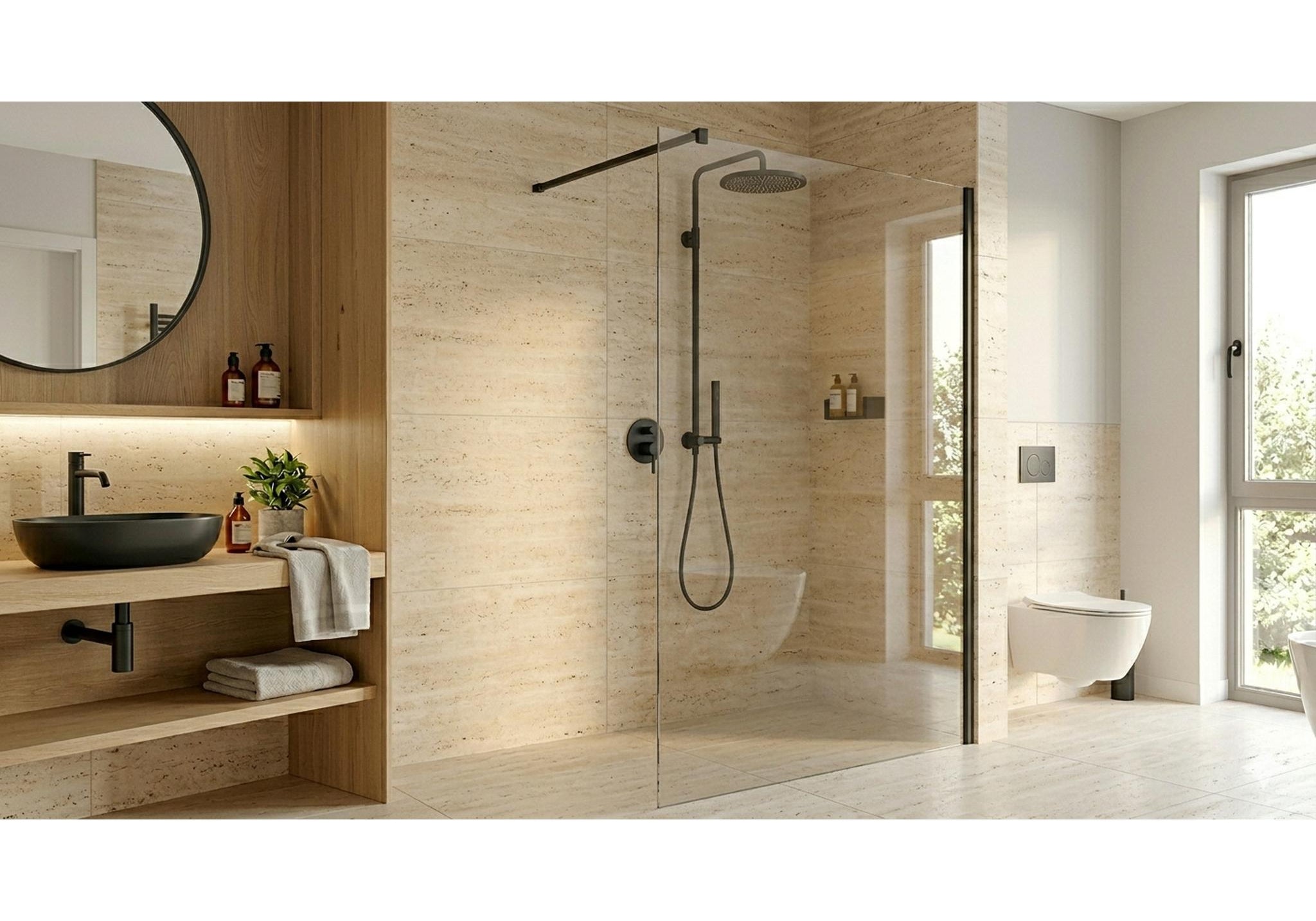ŚCIANKA PRYSZNICOWA WALK-IN SPACE BLACK MATT OD MOBI SP10WKIN90BM
