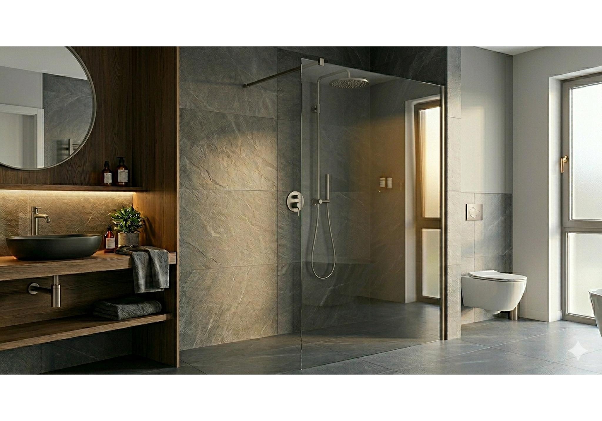 ŚCIANKA PRYSZNICOWA WALK-IN SPACE GUNMETAL BRUSHED OD MOBI SP10WKIN100GMB