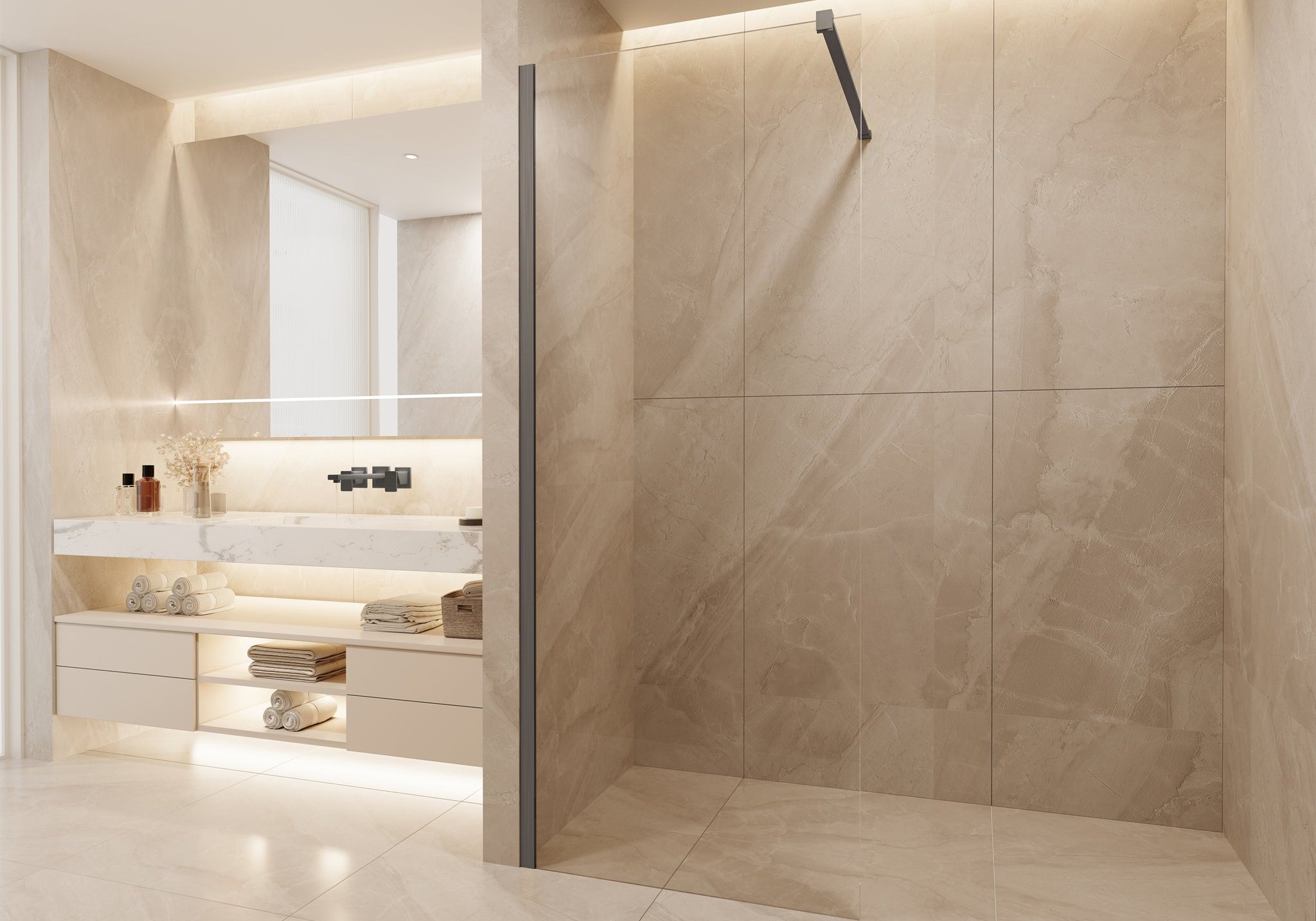 KABINA PRYSZNICOWA WALK-IN SPACE GUNMETAL BRUSHED OD MOBI SP10WKIN100GMB