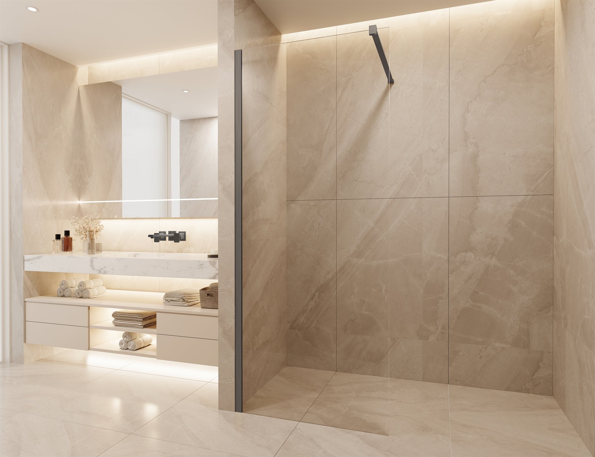 KABINA PRYSZNICOWA WALK-IN SPACE GUNMETAL BRUSHED OD MOBI SP10WKIN100GMB