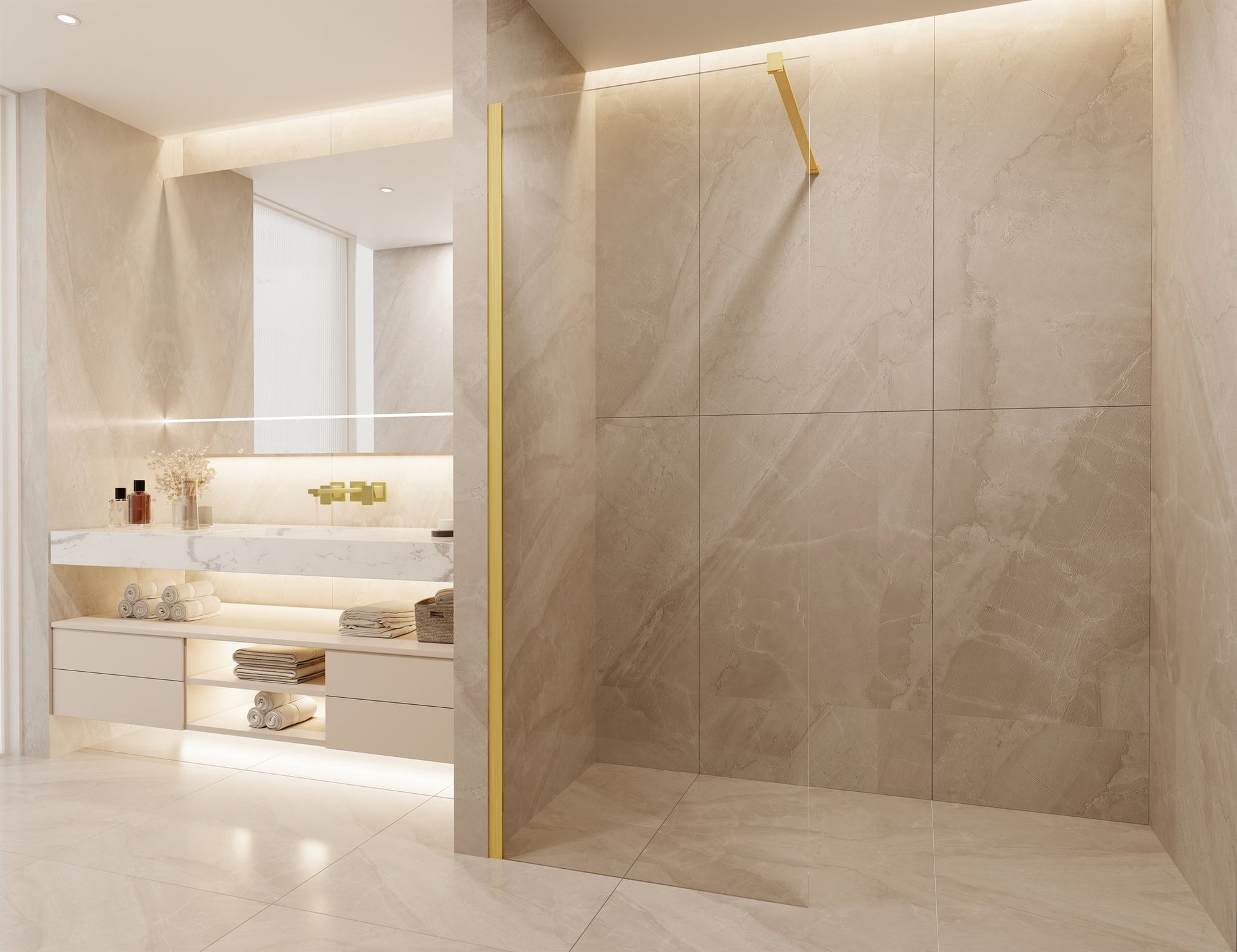 KABINA PRYSZNICOWA WALK-IN SPACE GOLD BRUSHED OD MOBI SP10WKIN100BG