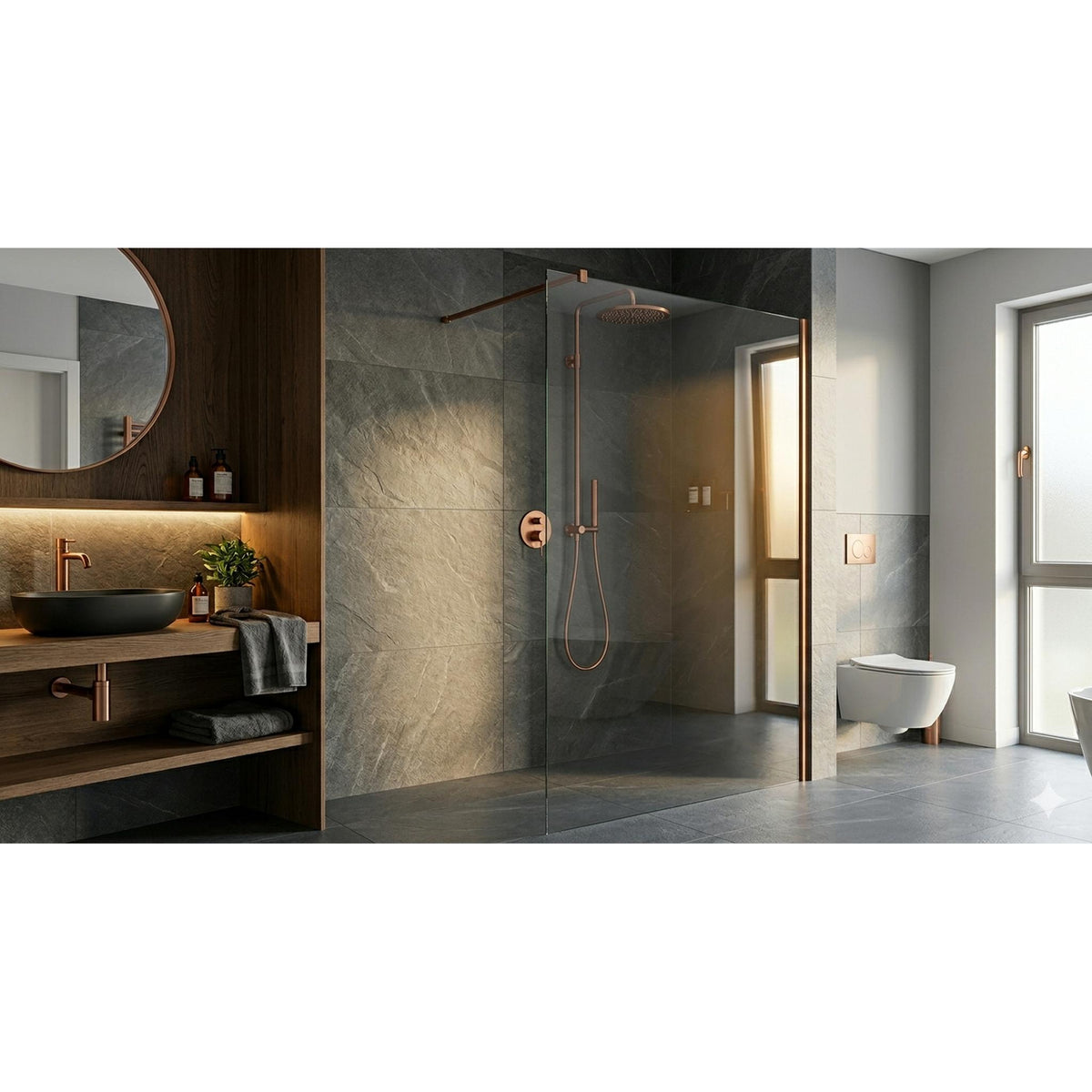 ŚCIANKA PRYSZNICOWA WALK-IN SPACE COPPER BRUSHED OD MOBI SP10WKIN110CB