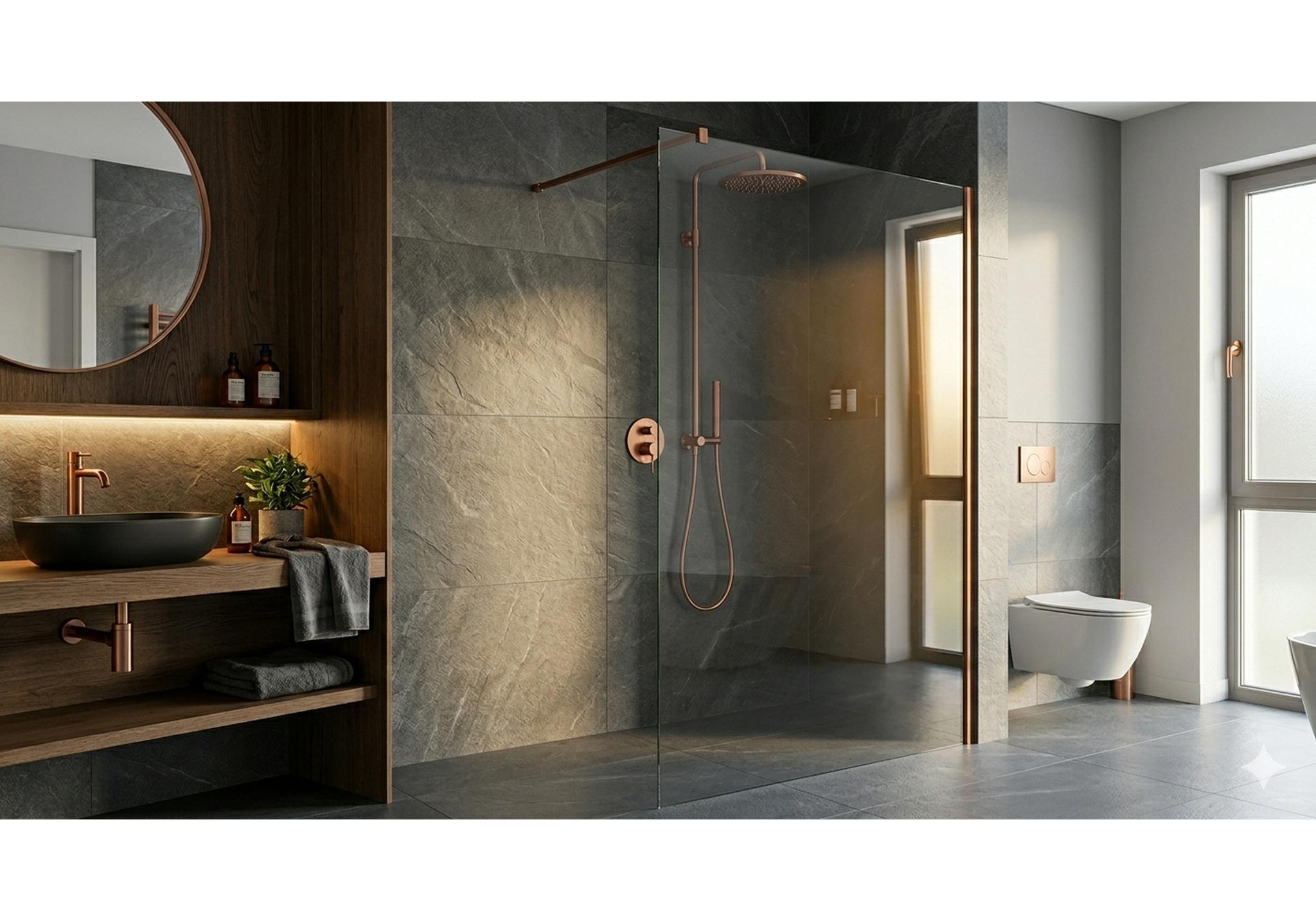 ŚCIANKA PRYSZNICOWA WALK-IN SPACE COPPER BRUSHED OD MOBI SP10WKIN110CB