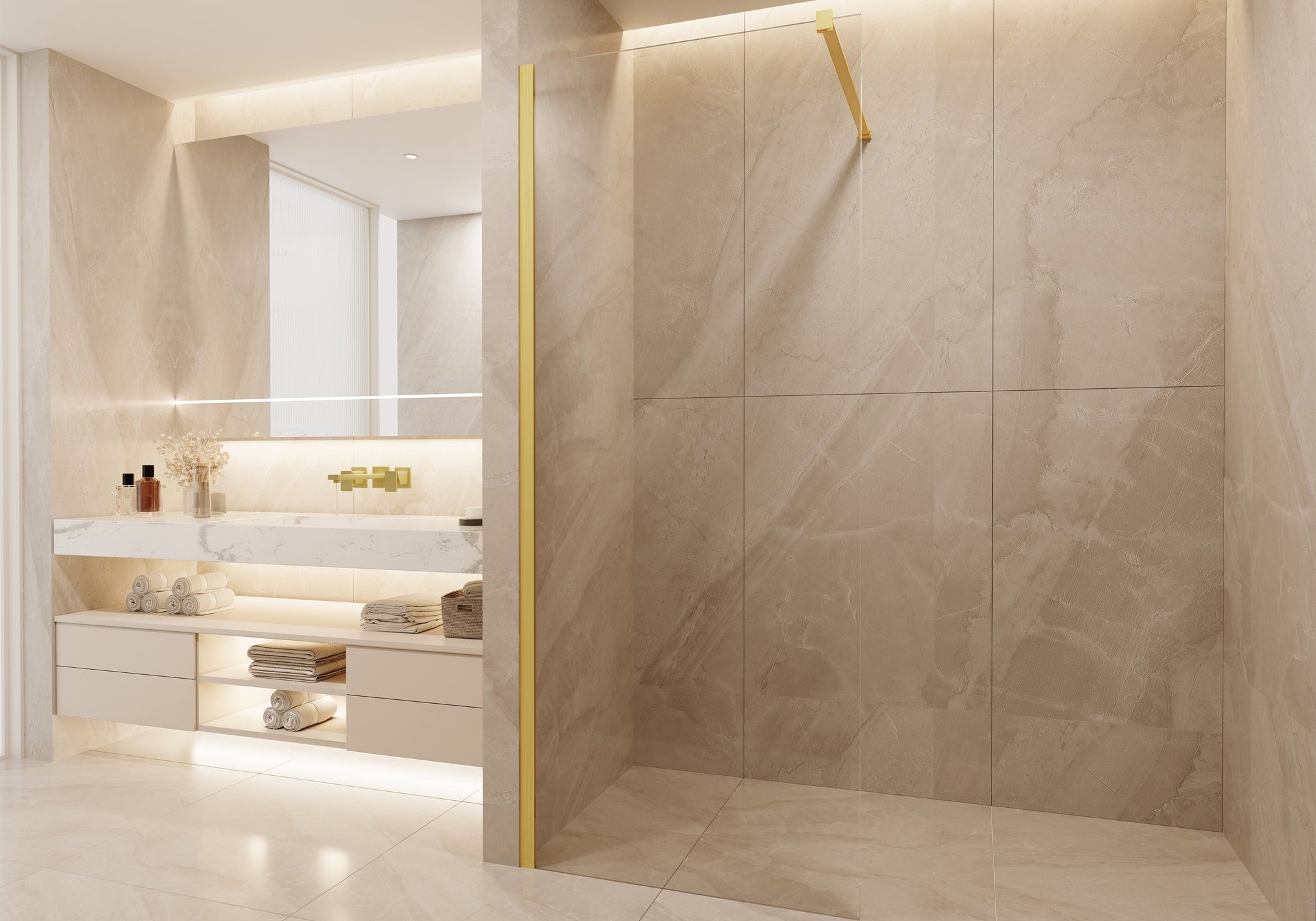 KABINA PRYSZNICOWA WALK-IN SPACE GOLD BRUSHED OD MOBI SP10WKIN120BG