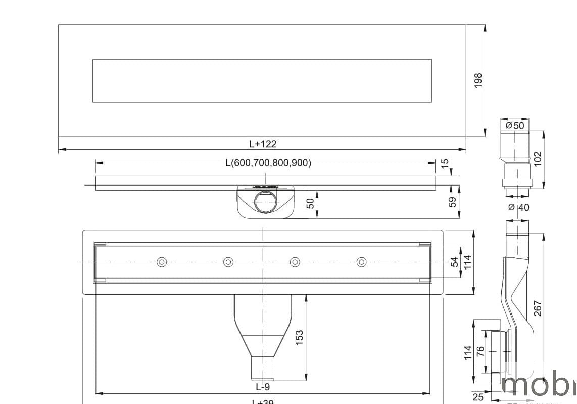 ODPŁYW PODŁOGOWY DRAIN 700MM BLACK OD MOBI