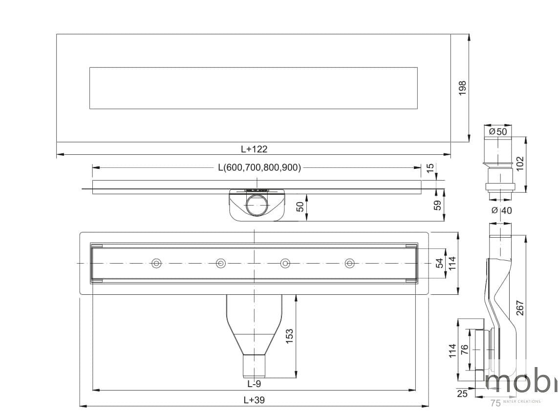 ODPŁYW PODŁOGOWY DRAIN 700MM BLACK OD MOBI