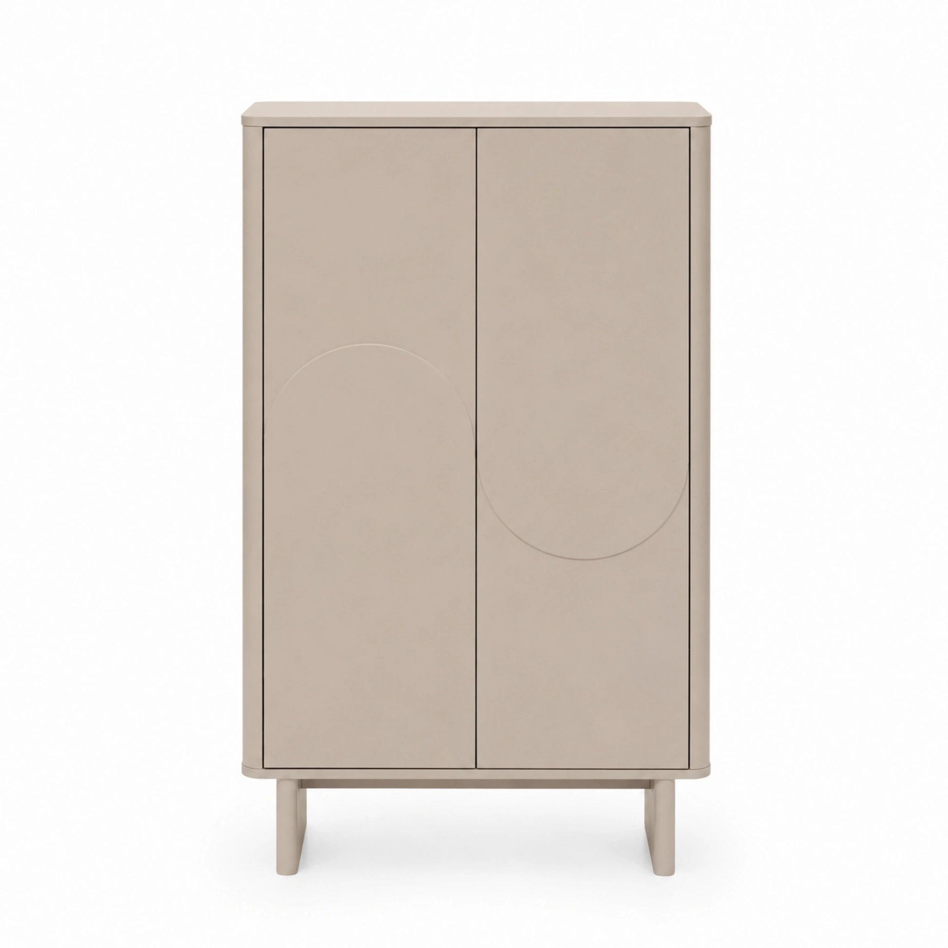 KOMODA TOMRA WYSOKA DO JADALNI LAKIEROWANA W KOLORZE TAUPE OD MAXLIVING