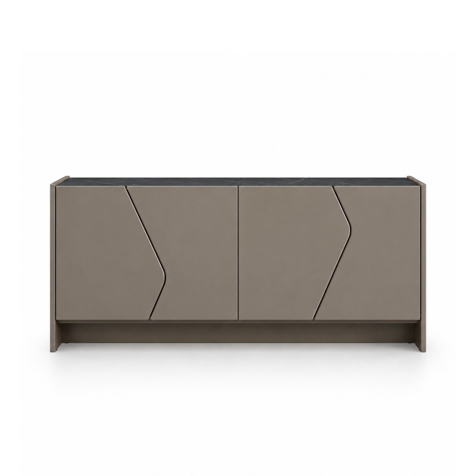 KOMODA SKOG DO SALONU LAKIEROWANA W KOLORZE BRĄZOWYM Z CERAMICZNYM BLATEM OD MAXLIVING