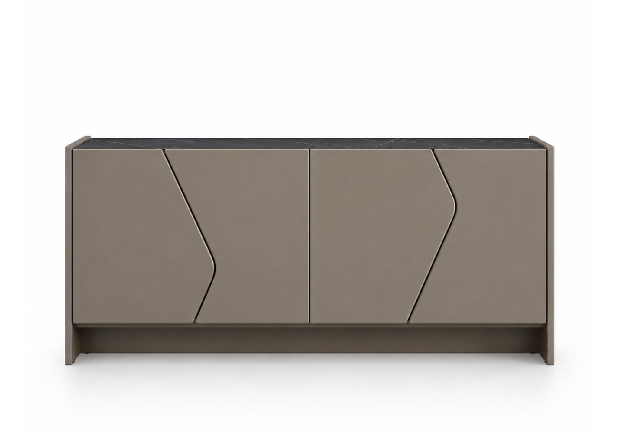 KOMODA SKOG DO SALONU LAKIEROWANA W KOLORZE BRĄZOWYM Z CERAMICZNYM BLATEM OD MAXLIVING