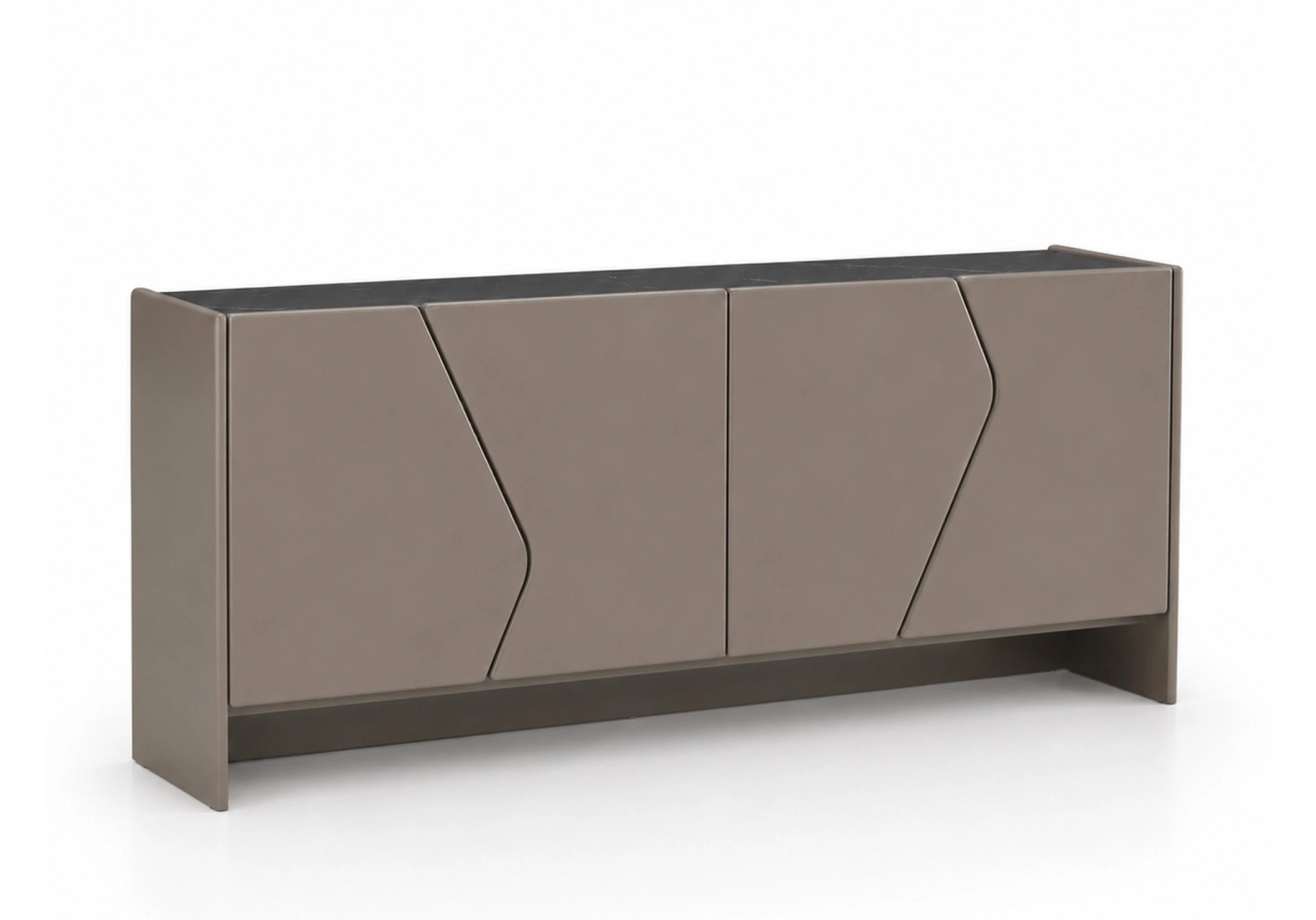 KOMODA SKOG DO SALONU LAKIEROWANA W KOLORZE BRĄZOWYM Z CERAMICZNYM BLATEM OD MAXLIVING