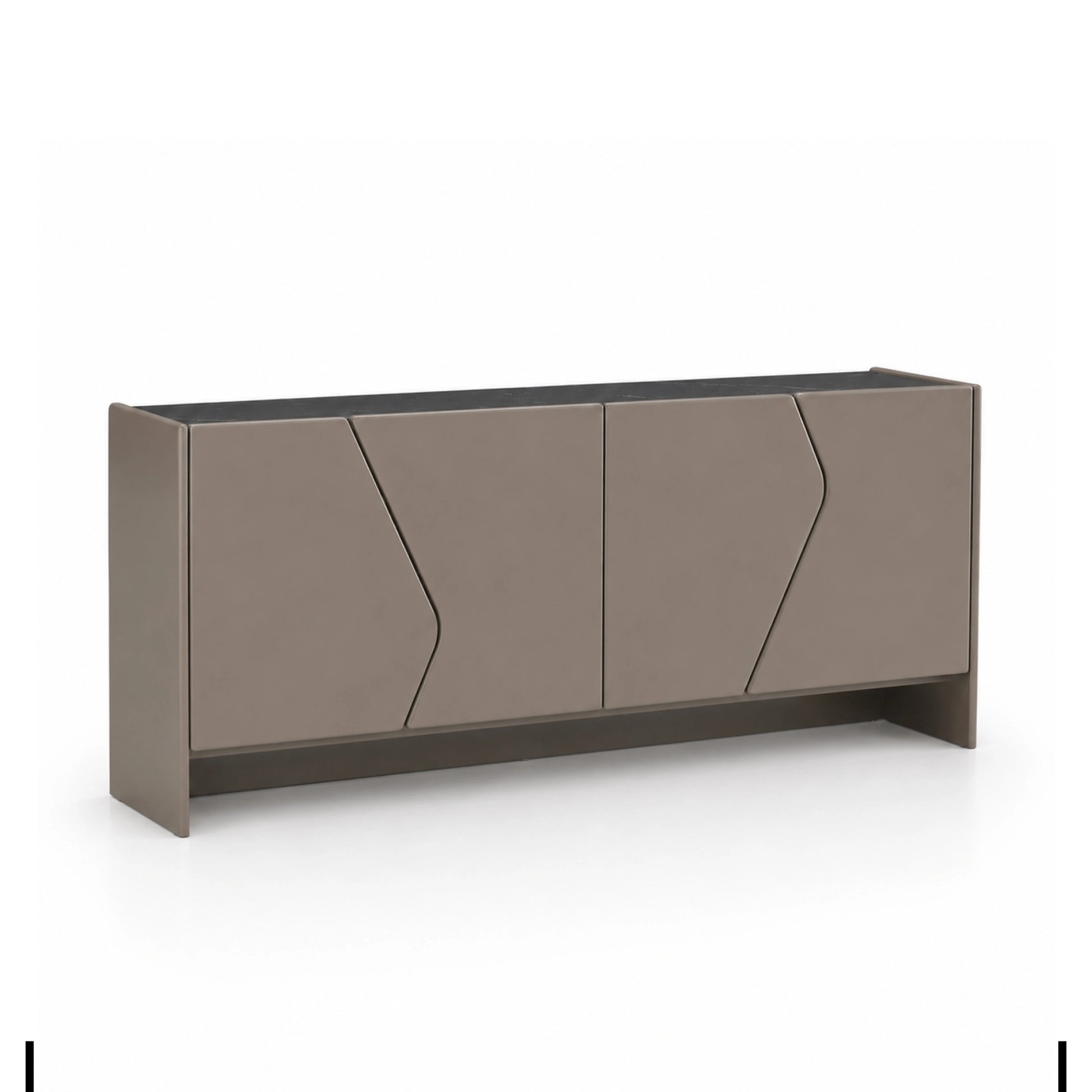 KOMODA SKOG DO SALONU LAKIEROWANA W KOLORZE BRĄZOWYM Z CERAMICZNYM BLATEM OD MAXLIVING