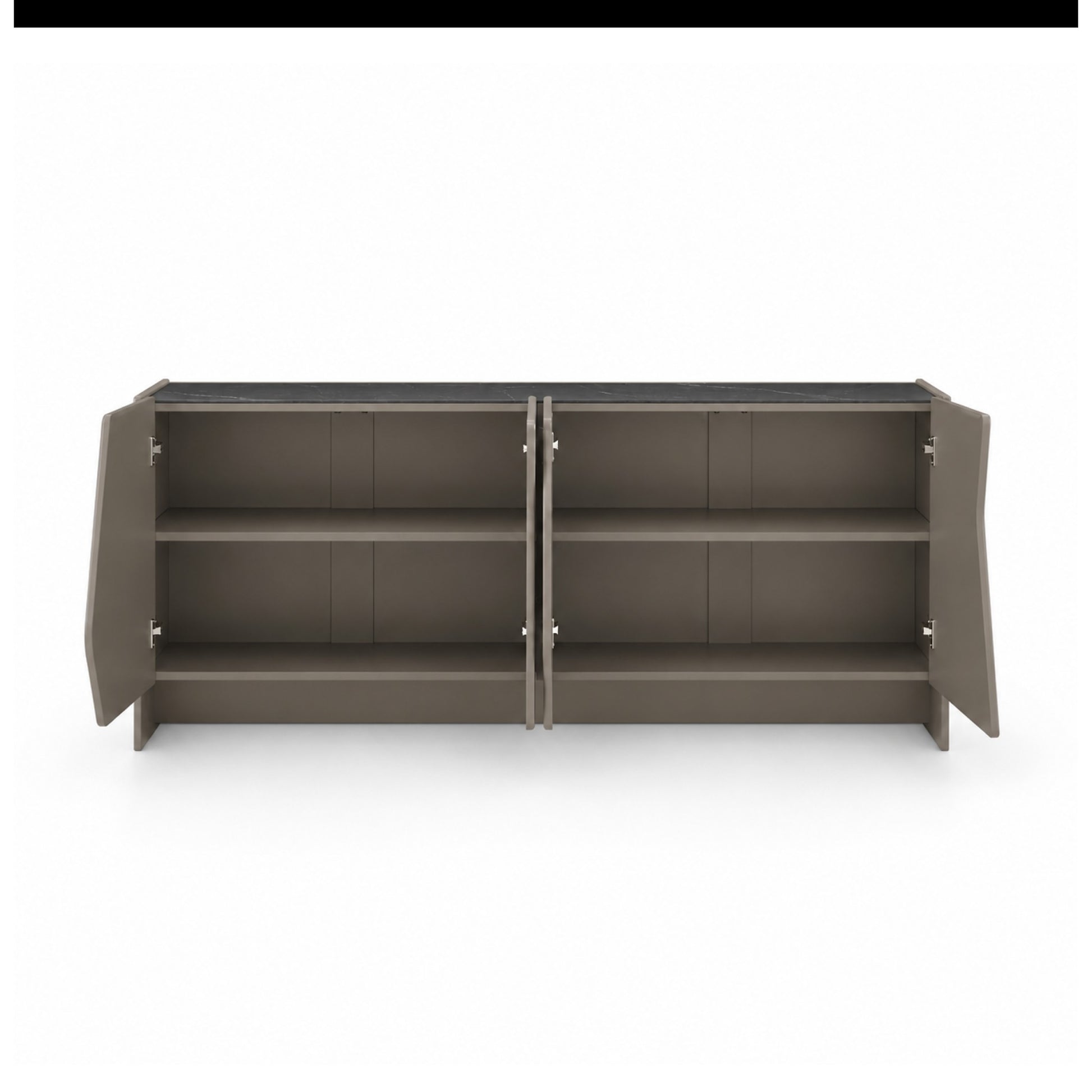 KOMODA SKOG DO SALONU LAKIEROWANA W KOLORZE BRĄZOWYM Z CERAMICZNYM BLATEM OD MAXLIVING