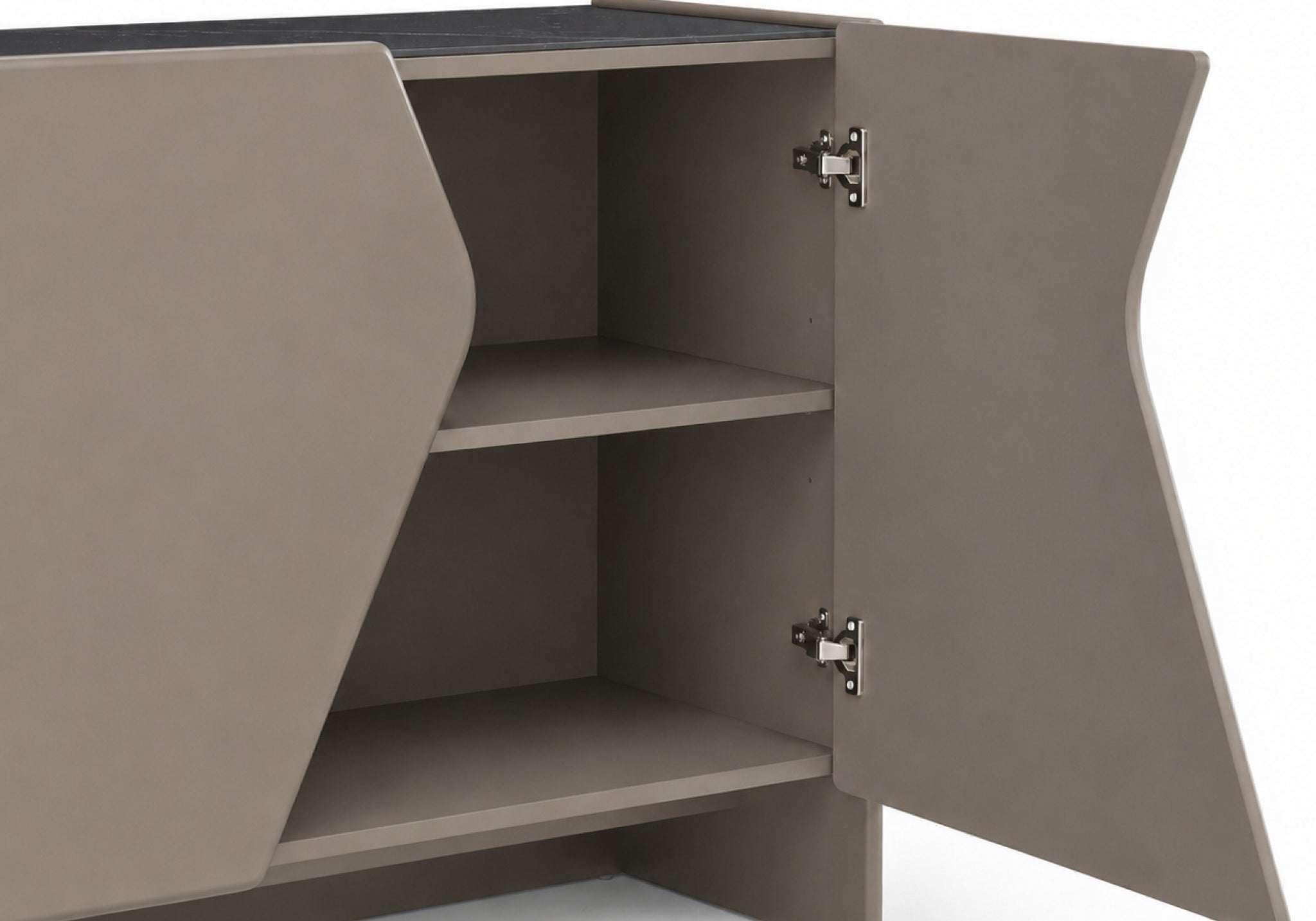 KOMODA SKOG DO SALONU LAKIEROWANA W KOLORZE BRĄZOWYM Z CERAMICZNYM BLATEM OD MAXLIVING