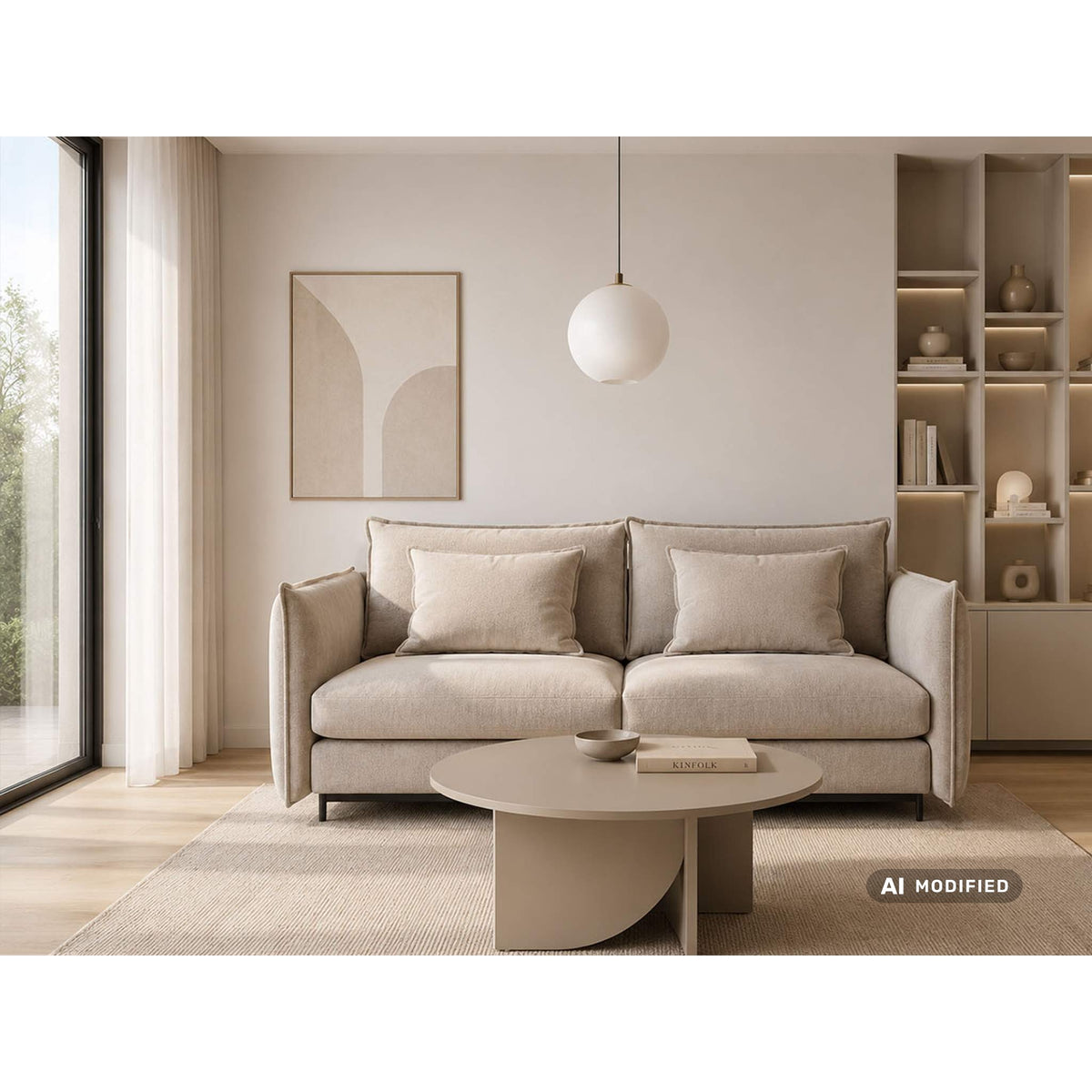 SOFA Z FUNKCJĄ SPANIA CARMEN W TKANINIE BOSTON CEMENT 05 BEŻOWY OD BEFAME