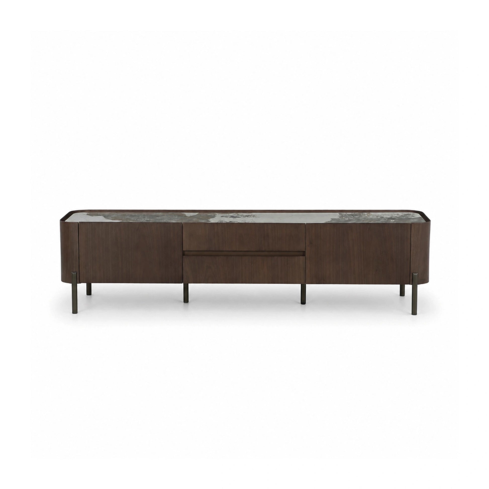 SZAFKA RTV SOREN FORNIR ORZECH NATURALNY Z BLATEM CERAMICZNYM PATAGONIA OD MAXLIVING