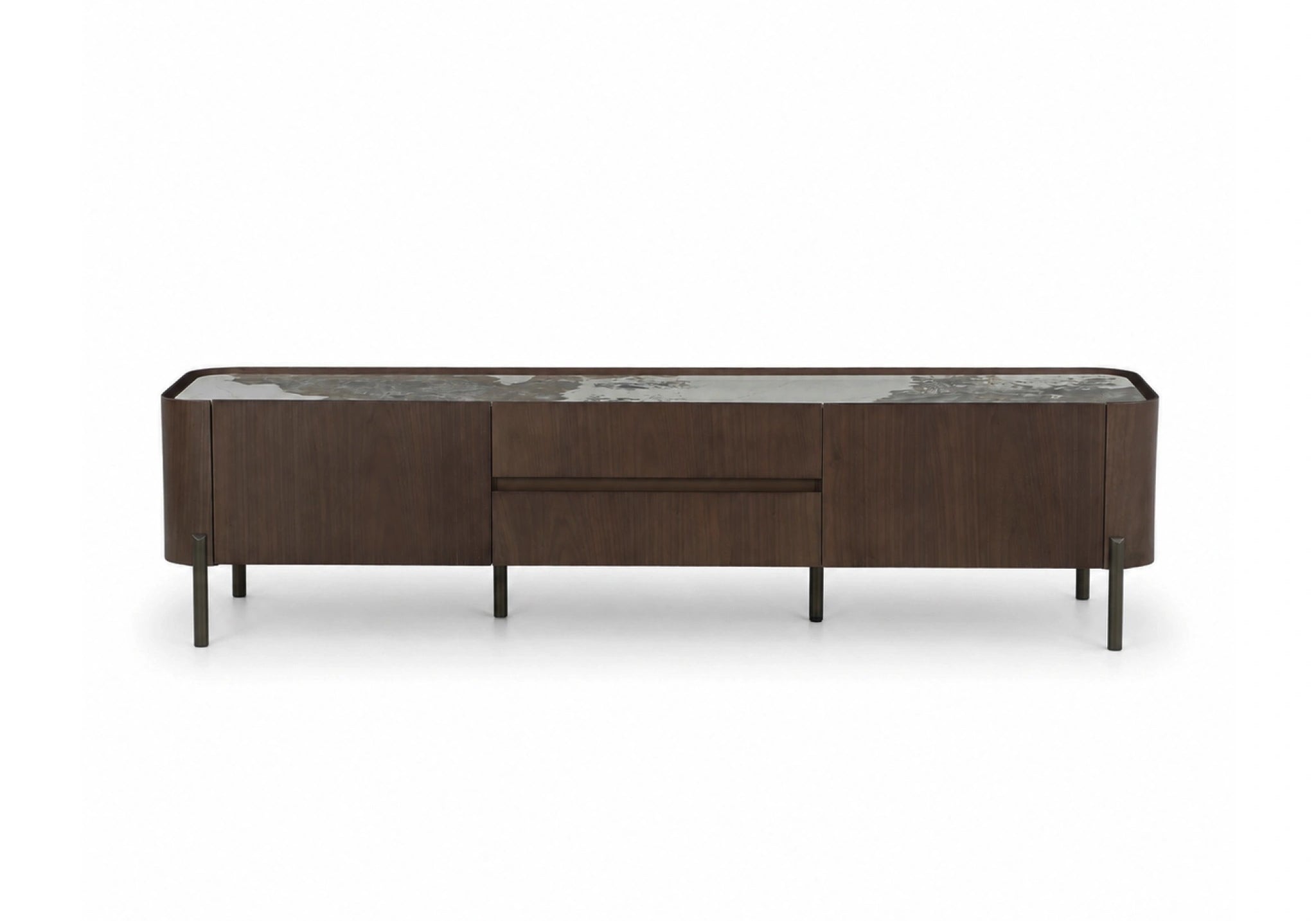 SZAFKA RTV FORNIROWANA SOREN Z CERAMICZNYM BLATEM OD MAXLIVING