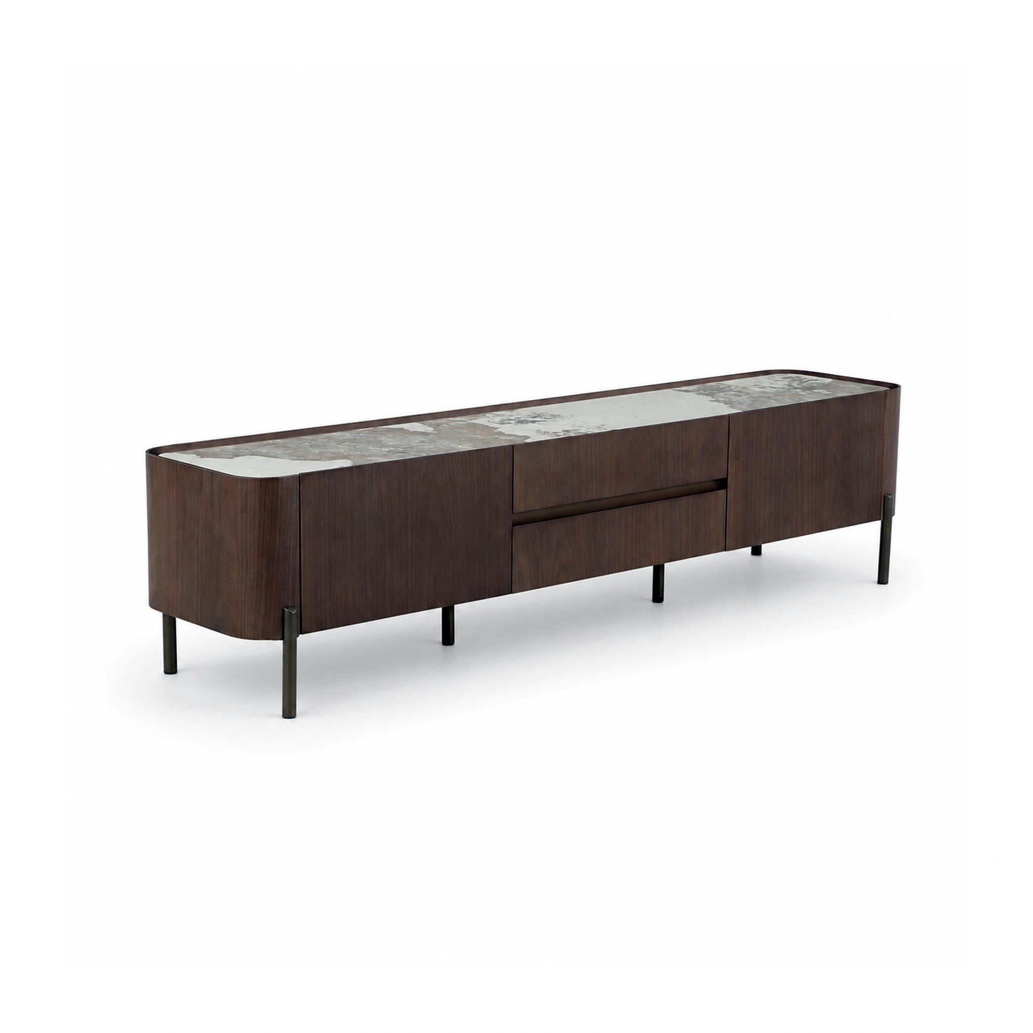 SZAFKA RTV FORNIROWANA SOREN Z CERAMICZNYM BLATEM OD MAXLIVING