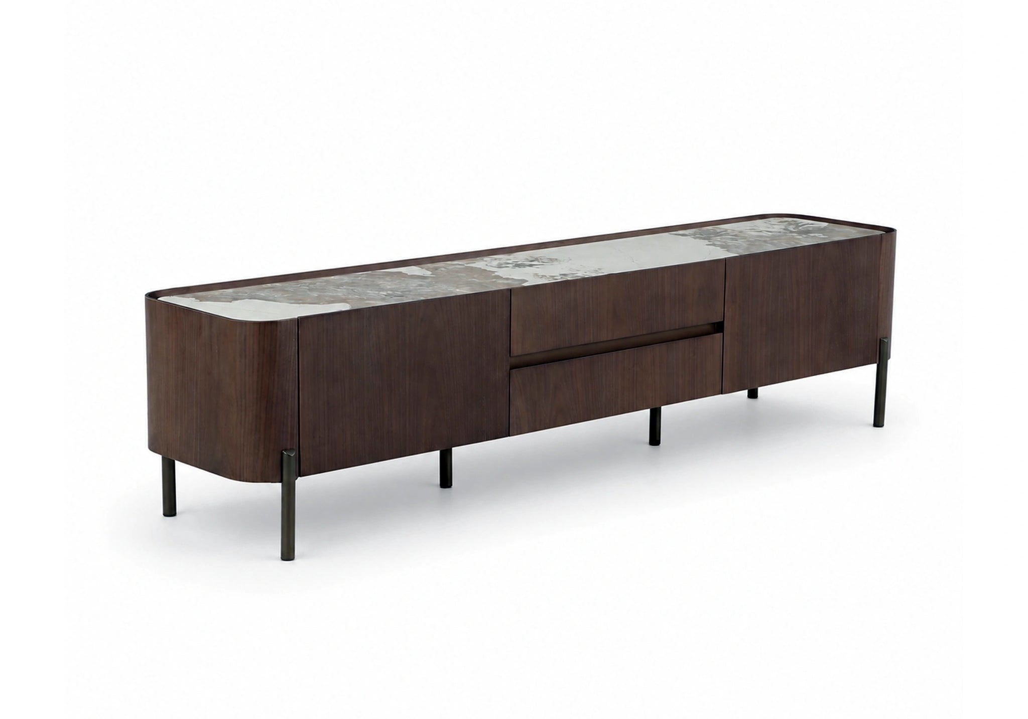 SZAFKA RTV SOREN FORNIR ORZECH NATURALNY Z BLATEM CERAMICZNYM PATAGONIA OD MAXLIVING