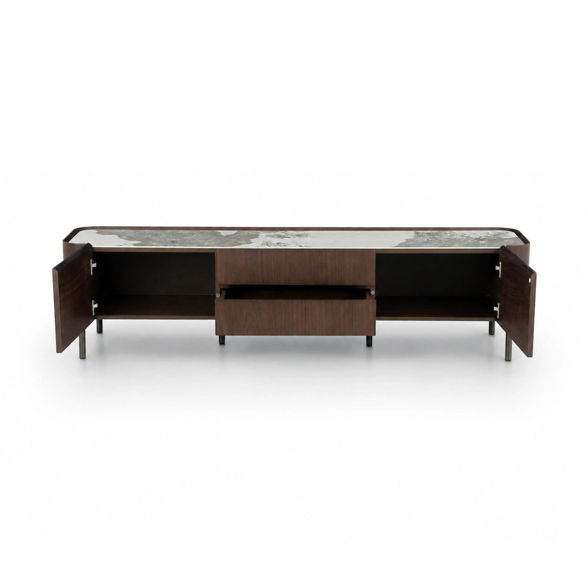 SZAFKA RTV SOREN FORNIR ORZECH NATURALNY Z BLATEM CERAMICZNYM PATAGONIA OD MAXLIVING