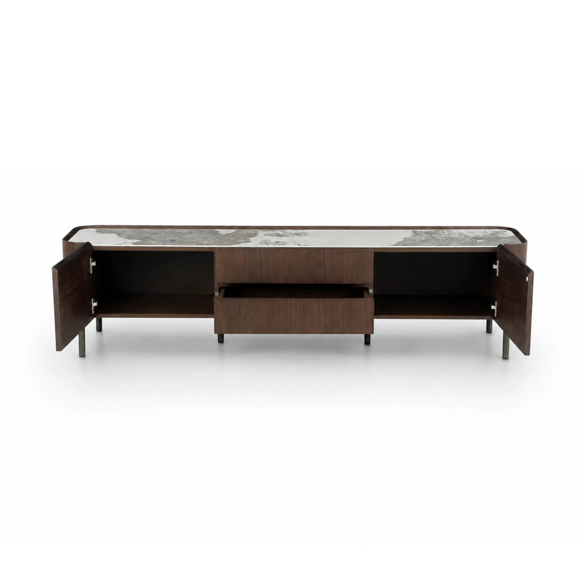 SZAFKA RTV SOREN FORNIR ORZECH NATURALNY Z BLATEM CERAMICZNYM PATAGONIA OD MAXLIVING