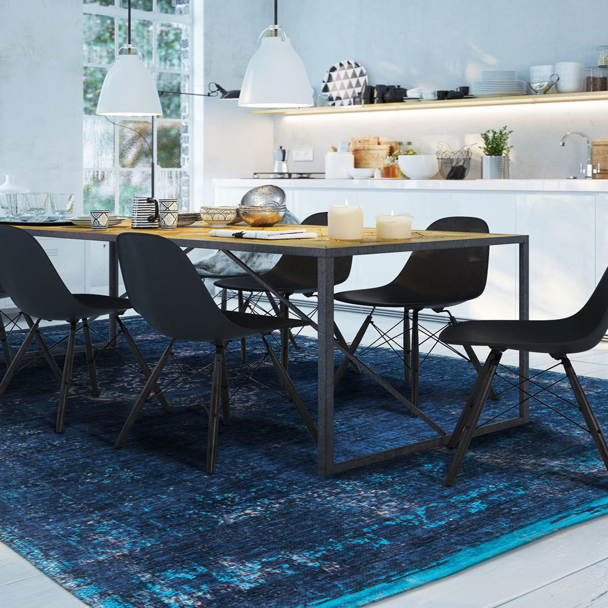 DYWAN PROSTOKĄTNY MEDALLION BLUE NIGHT 240 X 170 CM OD LOUIS DE POORTERE