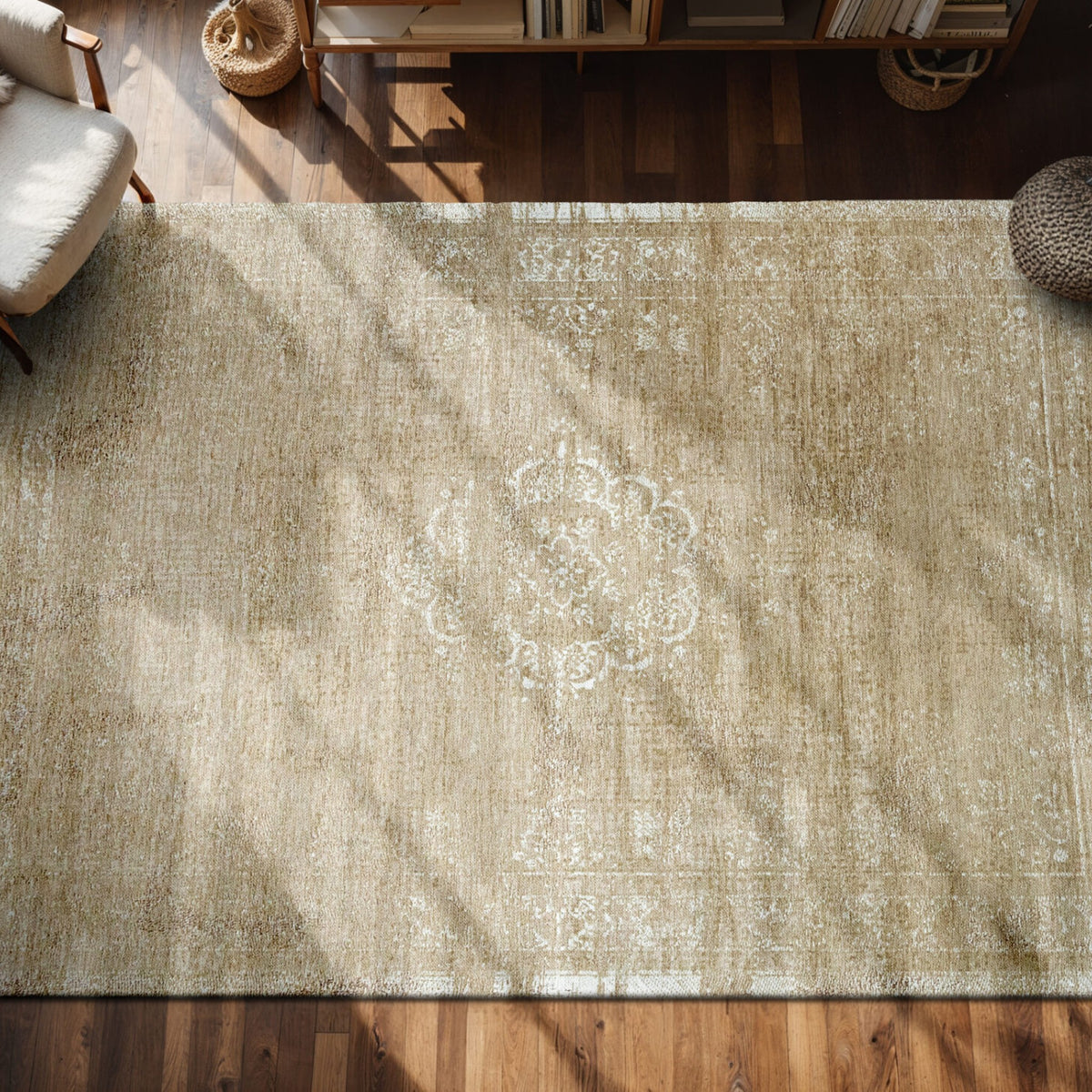 DYWAN PROSTOKĄTNY MEDALLION MILK CURRY 240 X 170 CM OD LOUIS DE POORTERE