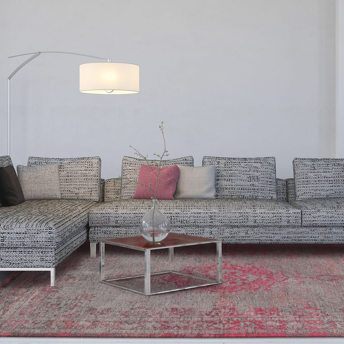 DYWAN PROSTOKĄTNY MEDALLION PINK FLASH 240 X 170 CM OD LOUIS DE POORTERE