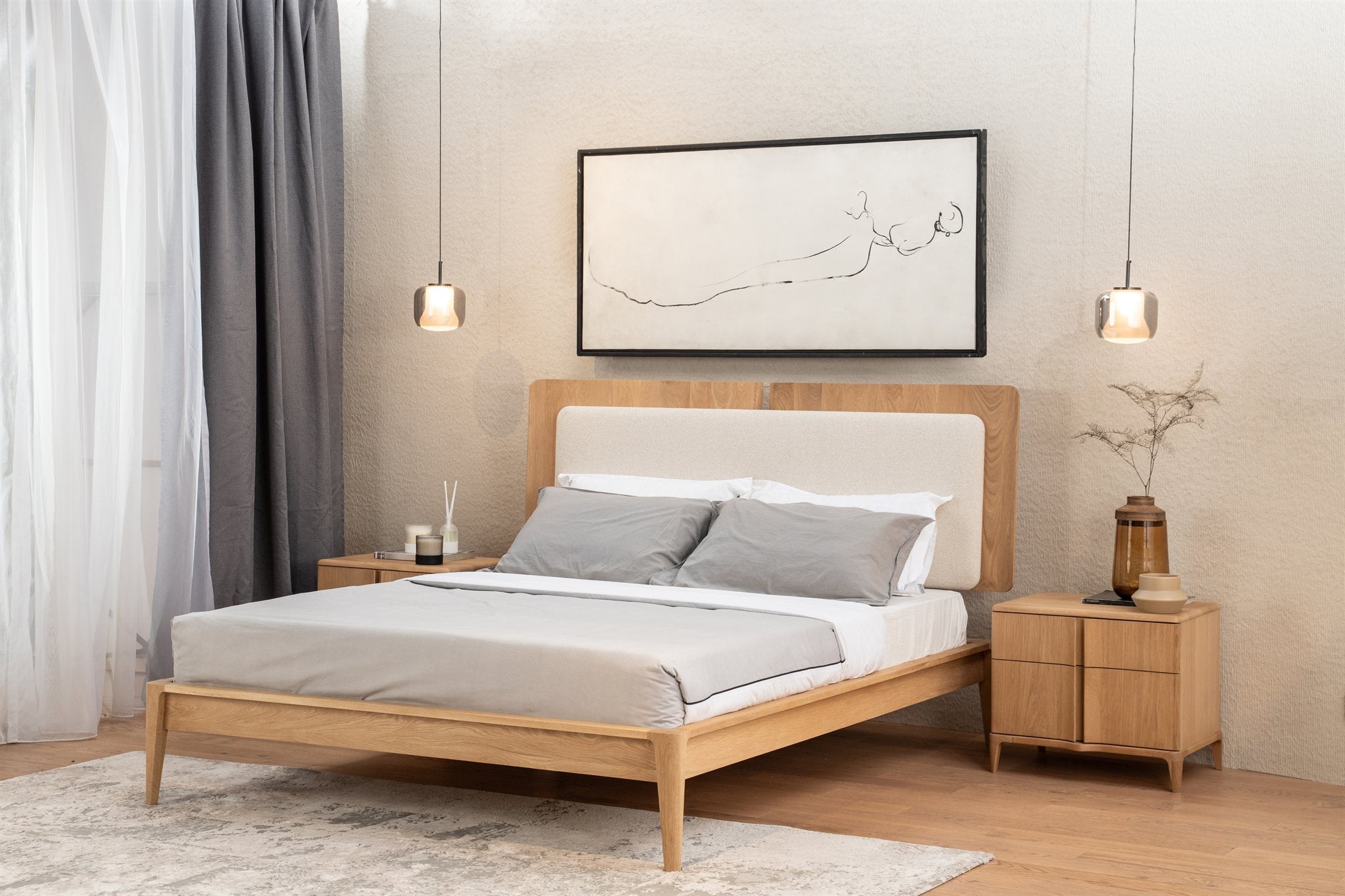 ŁÓŻKO NOTCH DĄB BIAŁY OD MAXLIVING
