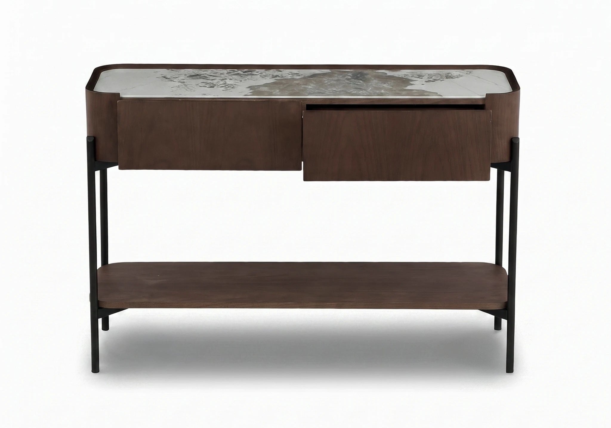 KONSOLA FORNIROWANA SOREN Z CERAMICZNYM BLATEM OD MAXLIVING