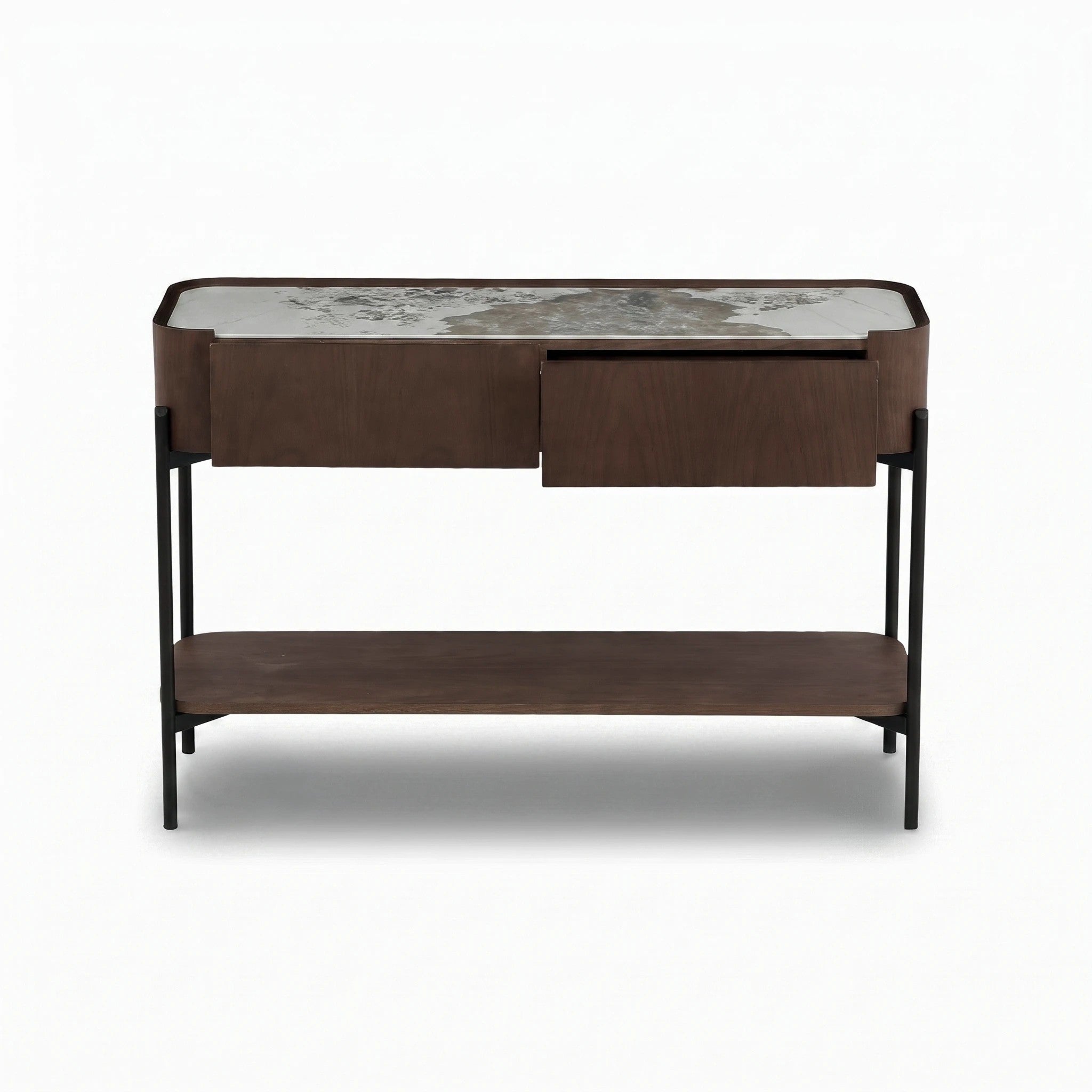 KONSOLA FORNIROWANA SOREN Z CERAMICZNYM BLATEM OD MAXLIVING