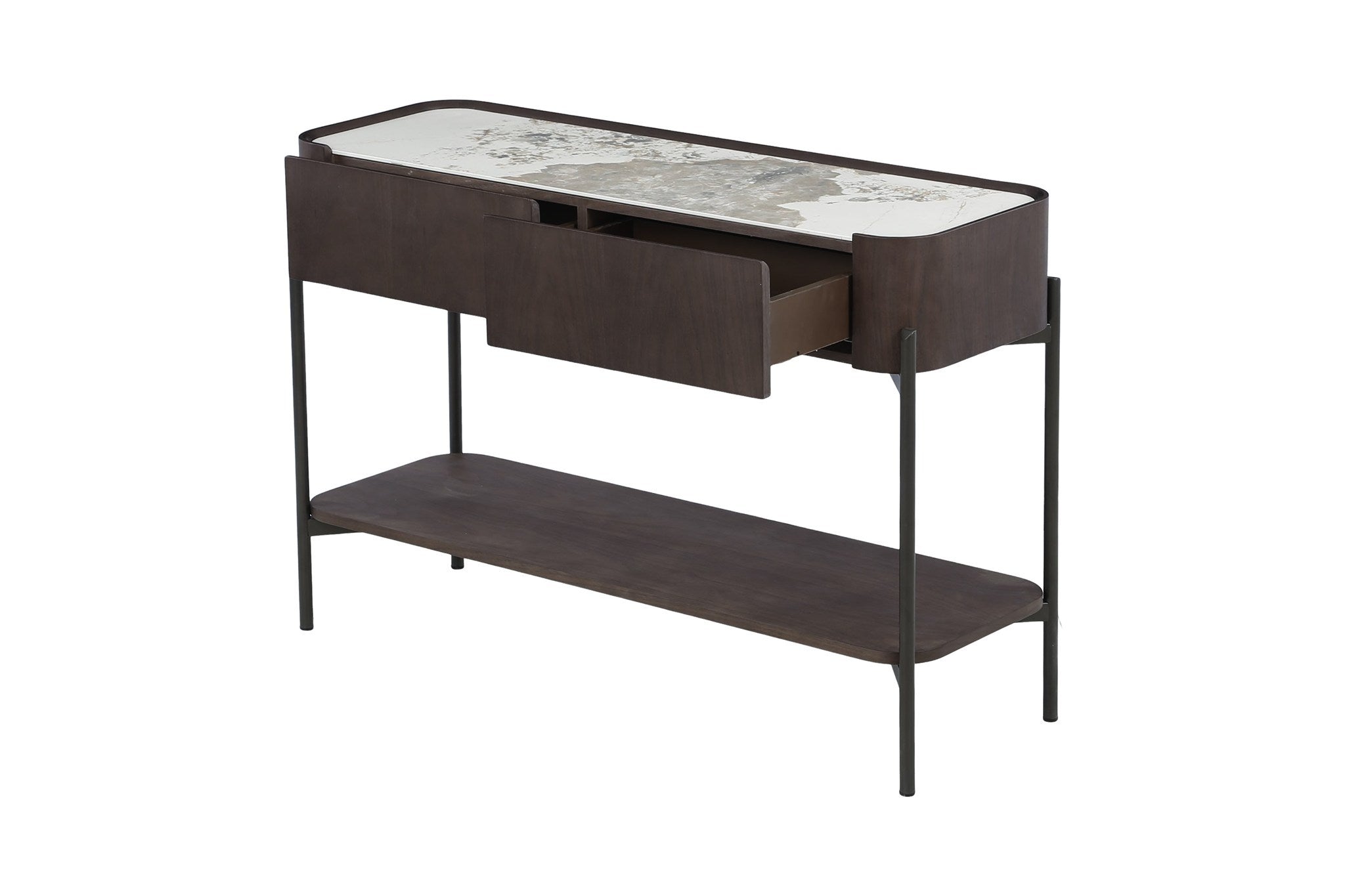 KONSOLA FORNIROWANA SOREN Z CERAMICZNYM BLATEM OD MAXLIVING