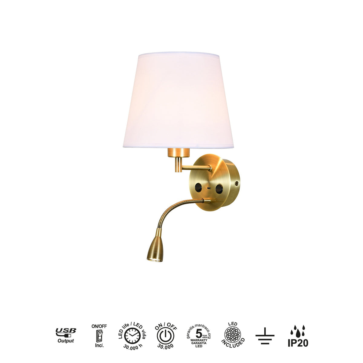 LAMPA ŚCIENNA CAICOS OD MANTRA 6093