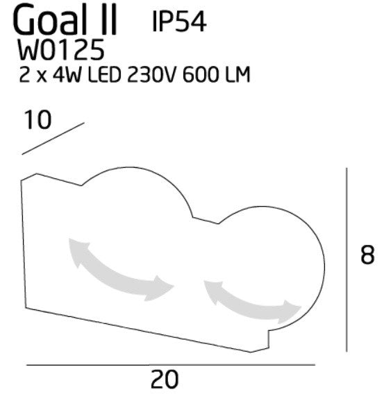 LAMPA KINKIET GOAL BIAŁY OD MAXLIGHT W0125