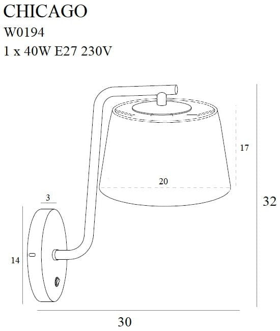LAMPA KINKIET CHICAGO CZARNY OD MAXLIGHT W0194