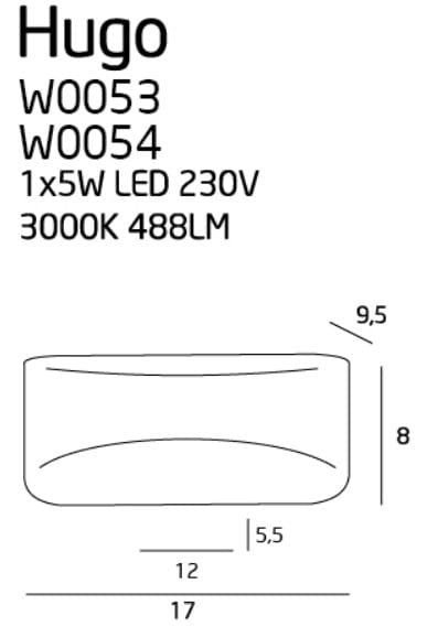 LAMPA KINKIET HUGO BIAŁY OD MAXLIGHT W0053