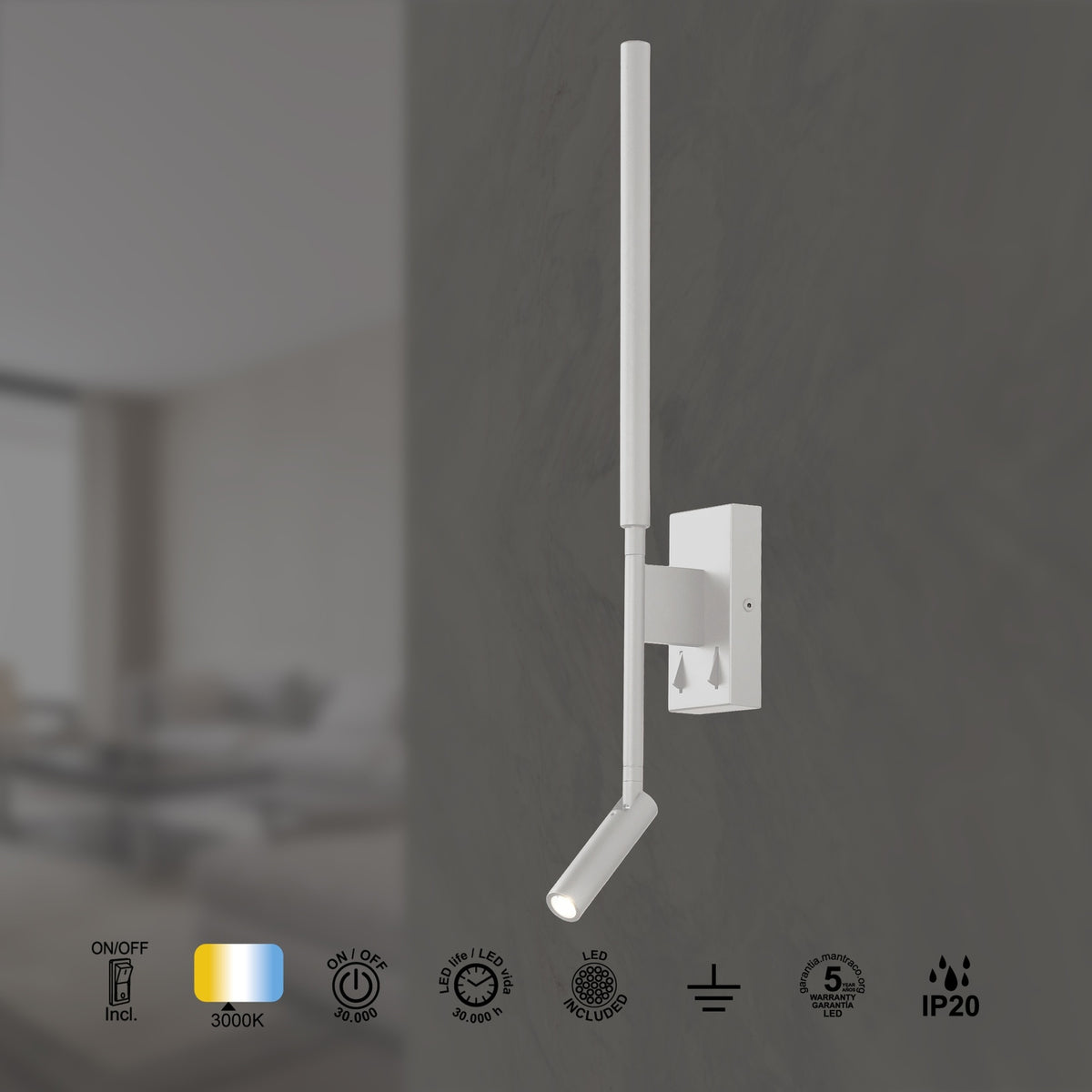 LAMPA ŚCIENNA TORCH OD MANTRA 6702