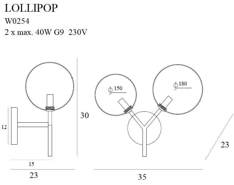 LAMPA KINKIET LOLLIPOP MOSIĘŻNY OD MAXLIGHT W0254